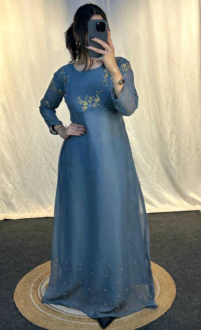 Ynf Georgette KESH544 GORGET Gowns Wholesale Embroidery Gowns Party Wear Gowns Designer Gowns Manufacturer- Kapda Export