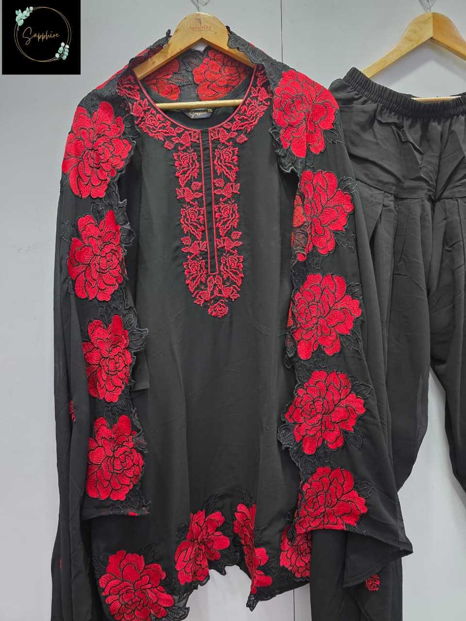 Ynf Georgette KESH557 SAIYAARA-3 Suits & Dresses Islamic Clothing Wholesale Embroidery Suits Straight Cut Suits Designer Suits Manufacturer- Kapda Export