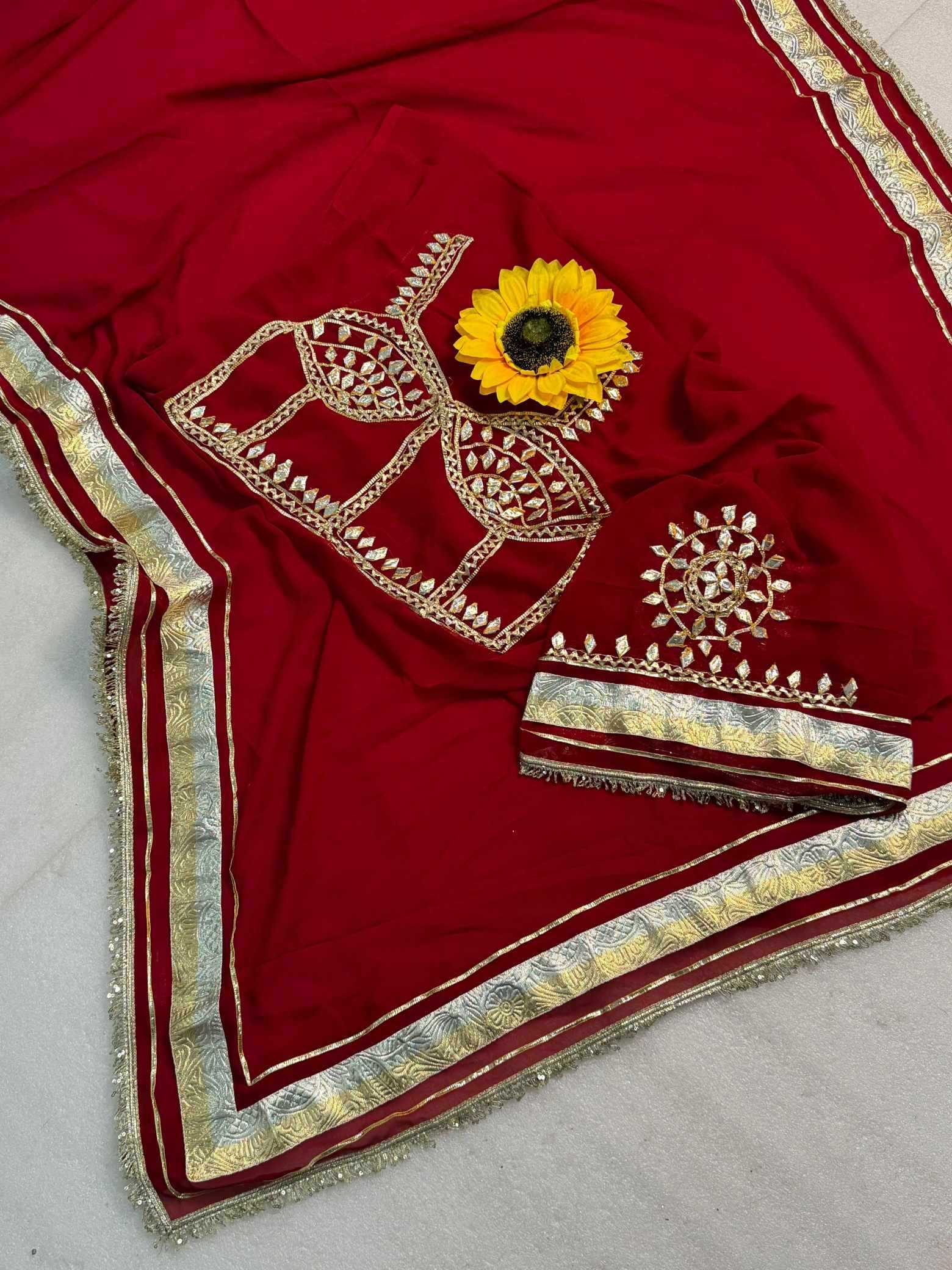 Ynf Georgette KESH576 KHUSHU Sarees Wholesale Designer Sarees Georgette Sarees Gota Work Saree Manufacturer- Kapda Export