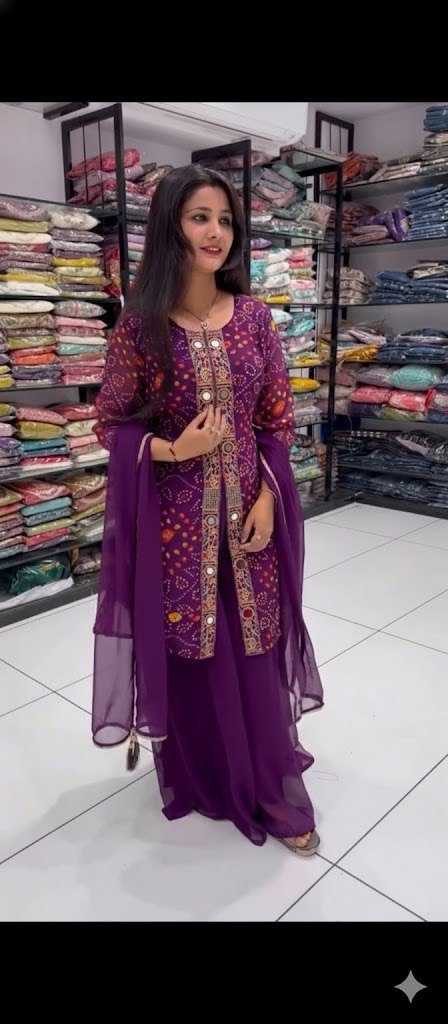 Ynf Georgette KESH666 660 Suits & Dresses Wholesale Embroidery Suits Palazzo Suit Bandhani Suits Manufacturer- Kapda Export