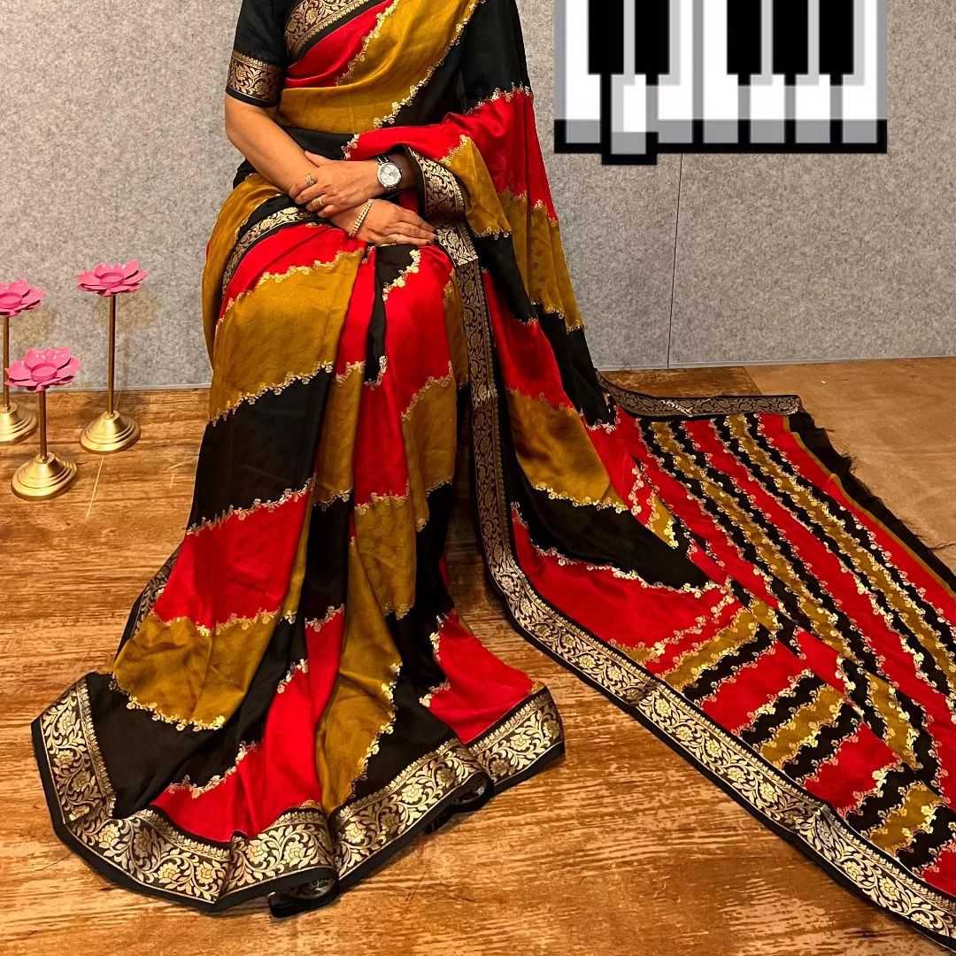 Ynf Georgette KESH687 LADU Sarees Wholesale Printed Sarees Leheriya Sarees Zari Border Sarees Manufacturer- Kapda Export