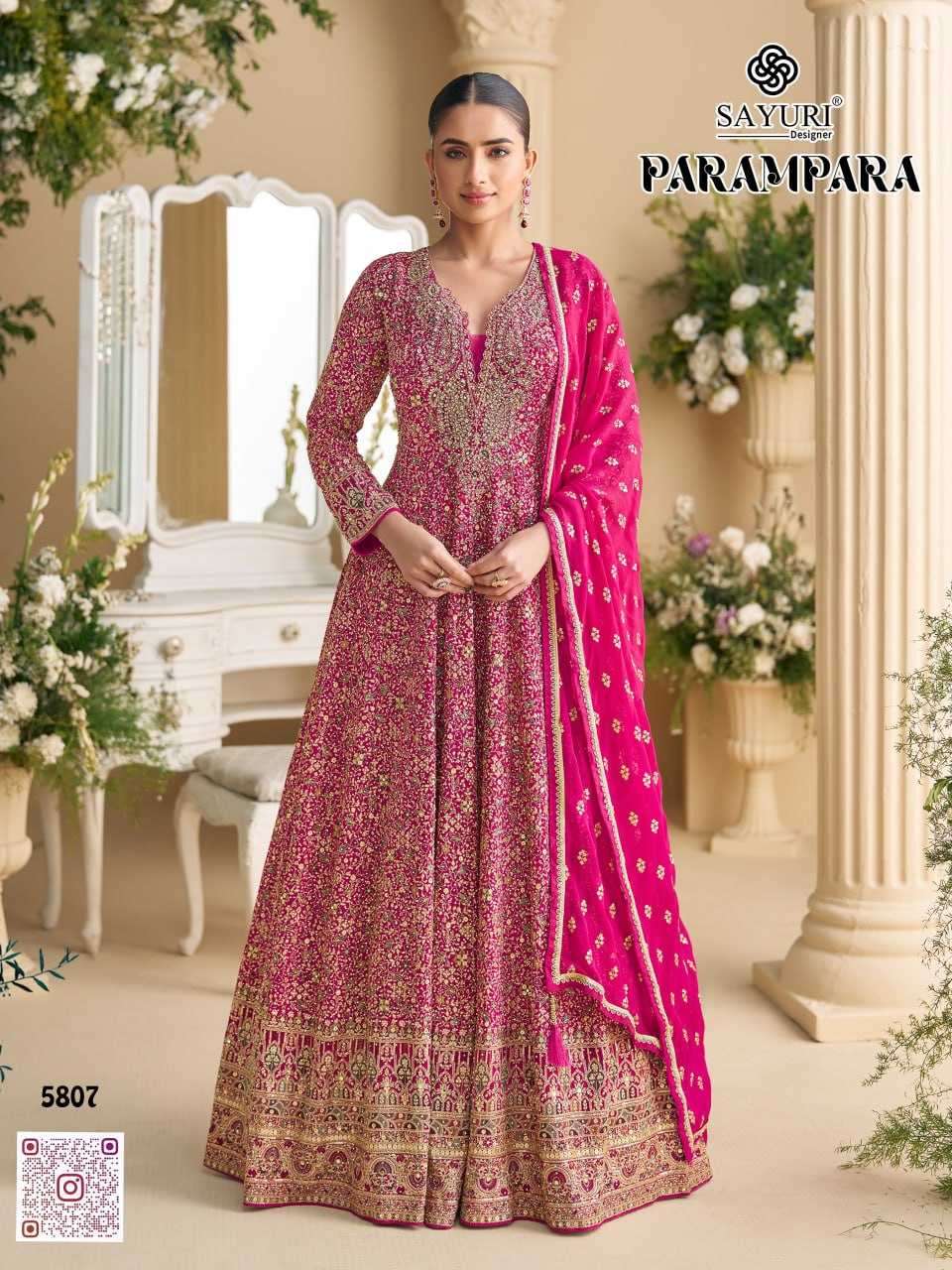 Ynf Georgette KESH704 SAYURI PARAMPARA 5807 Kurti Wholesale Georgette Kurti Embroidered Kurtis Party Wear Gown Style Kurtis Manufacturer- Kapda Export