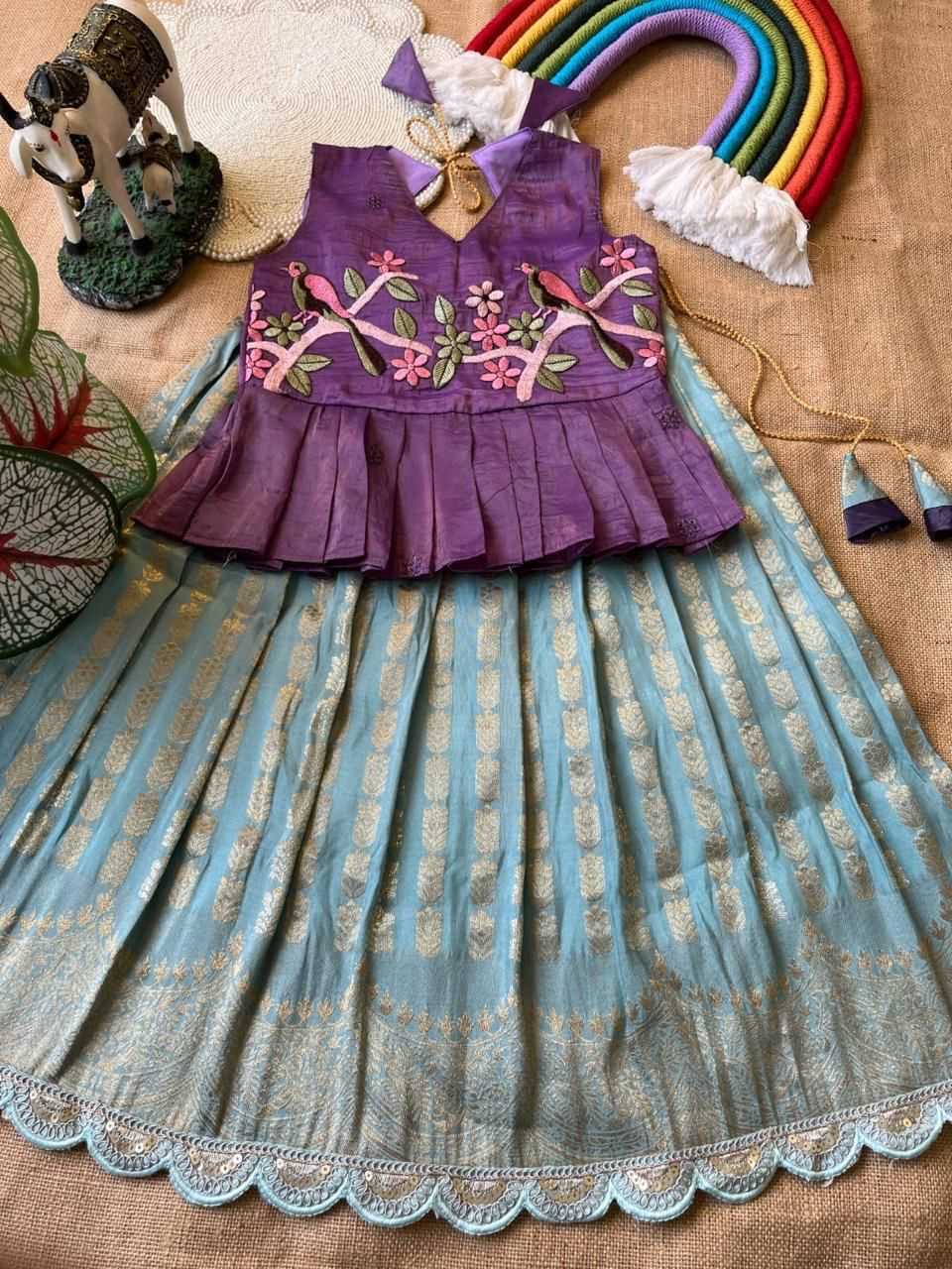 Ynf Georgette RIN235 Gold crush Kids Wear Wholesale Kids Lehenga Embroidered Frock Kids Ethnic Wear Manufacturer- Kapda Export