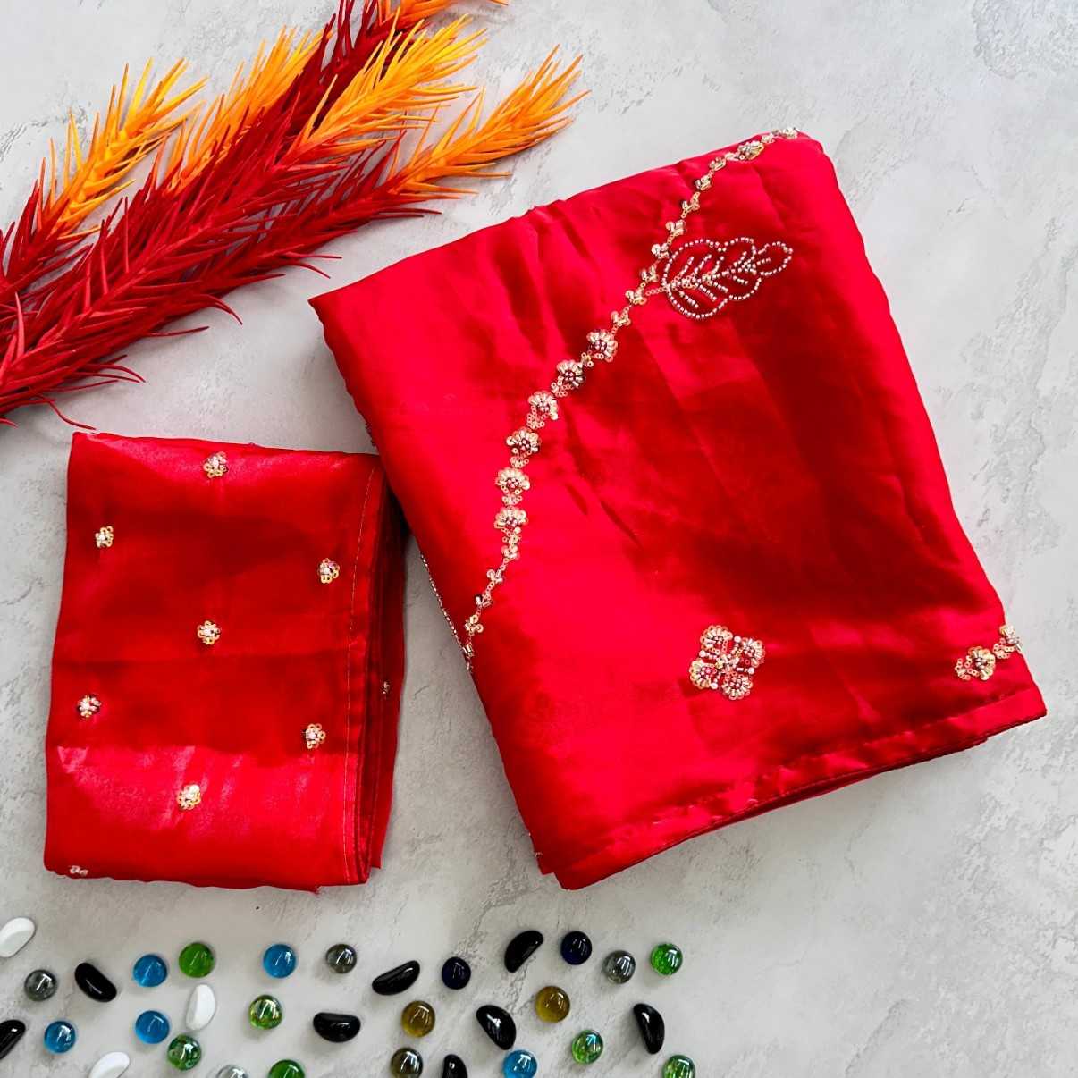 Ynf Jimmy Choo KESH549 AMRITA Sarees Wholesale Jimmy Choo Sarees Hand Work Sarees Red Sarees Manufacturer- Kapda Export