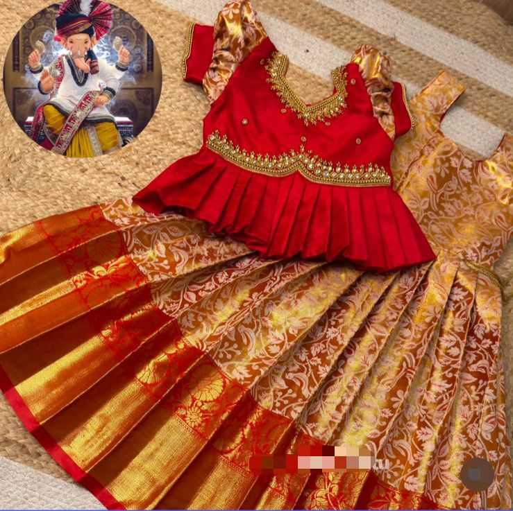 Ynf Kanjivaram Silk RIN235 3698 Kids Wear Wholesale Kids Traditional Outfits Indian Wear For Kids Kids Party Wear Ethnic Manufacturer- Kapda Export