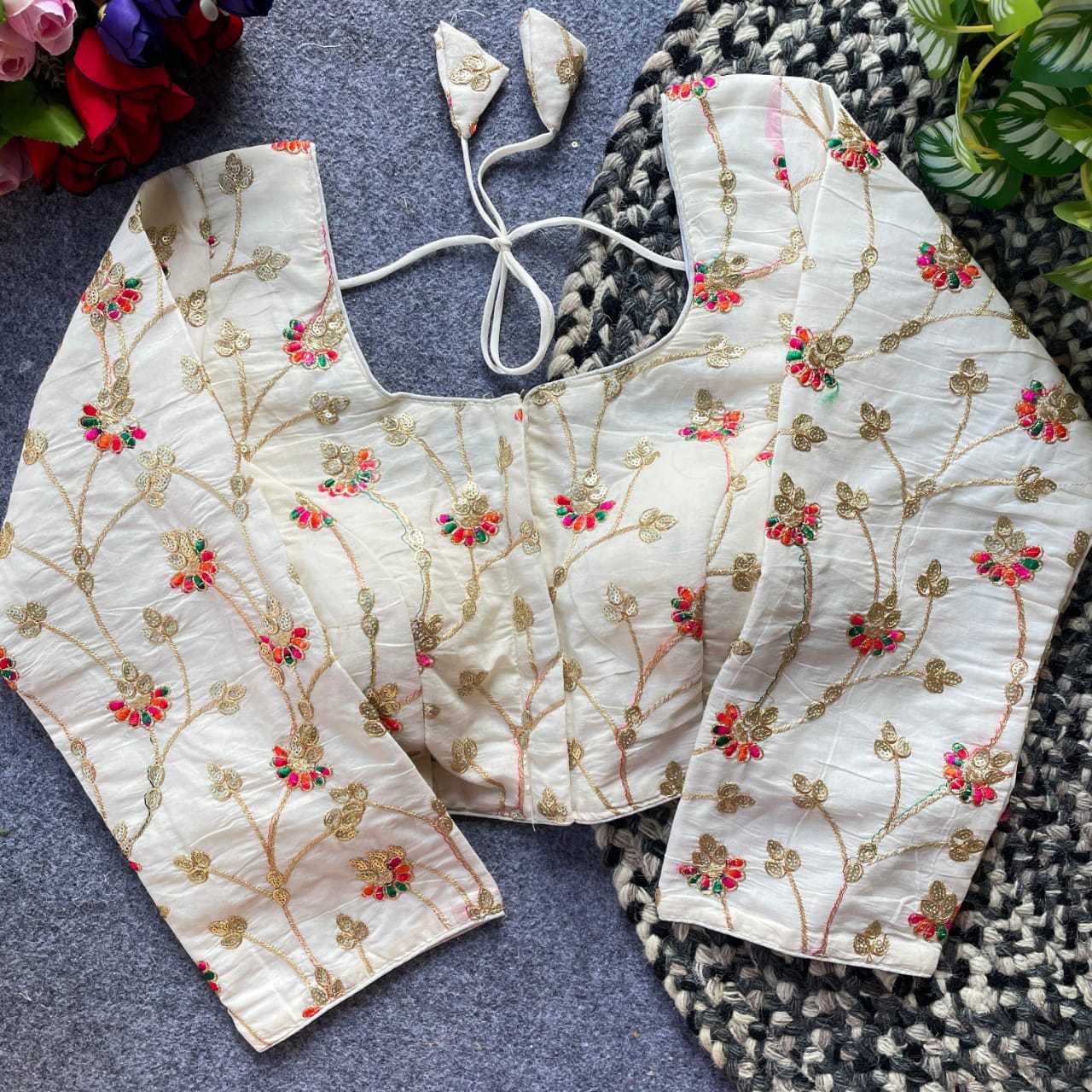Ynf Khadi Cotton KESH411 KHADI COTTON Readymade Blouses Wholesale Embroidered Blouses Cotton Blouse Party Wear Blouse Manufacturer- Kapda Export