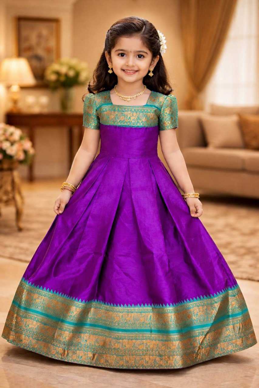 Ynf Lichi Silk KESH642 065 Kids Wear Wholesale Kids Gown Girls Ethnic Wear Kids Party Wear Ethnic Manufacturer- Kapda Export