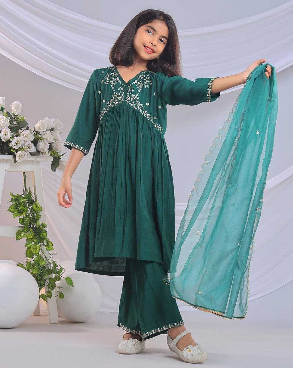 Ynf Organza Silk KESH461 206 Kids Wear Wholesale Embroidered Frock Indian Wear For Kids Kids Festive Wear Manufacturer- Kapda Export