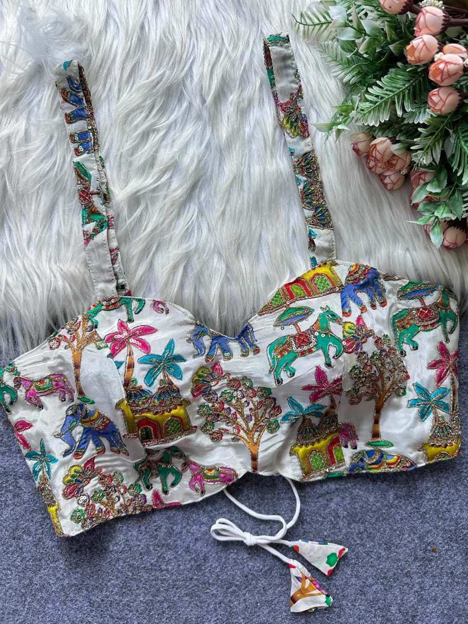 Ynf Pure Crepe KESH411 TRADITIONAL Readymade Blouses Wholesale Blouse Sleeveless Blouse Embroidered Blouses Manufacturer- Kapda Export