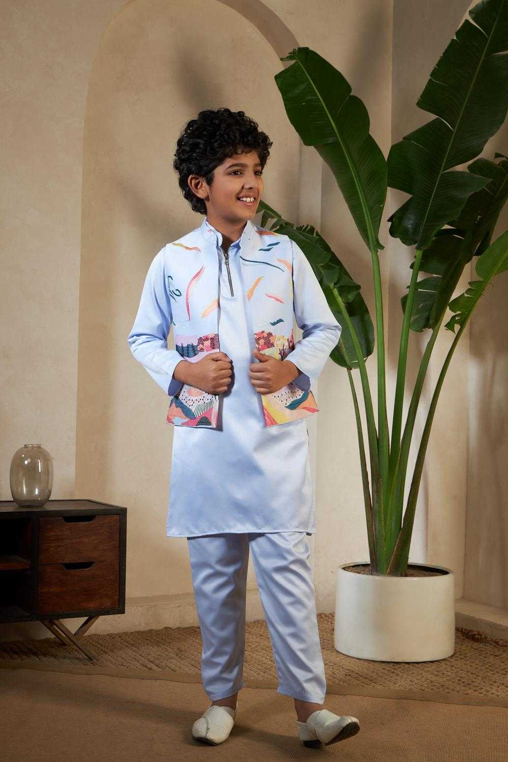 Ynf Satin RIN202 91071 ETHNIC CARNIVAL Kids Wear Wholesale Boys Kurta Pyjama Kids Kurta Pajama Baby Boy Kurta Set Manufacturer- Kapda Export