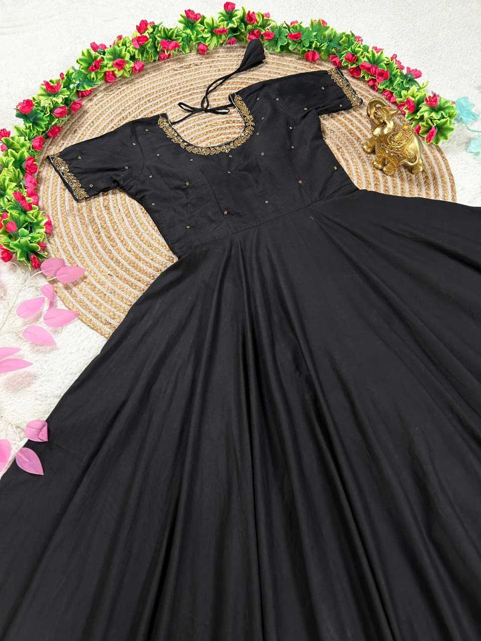 Ynf Silk Cotton KESH505 Cotton Silk Gowns Wholesale Fancy Gowns Anarkali Gown Black Gown Manufacturer- Kapda Export