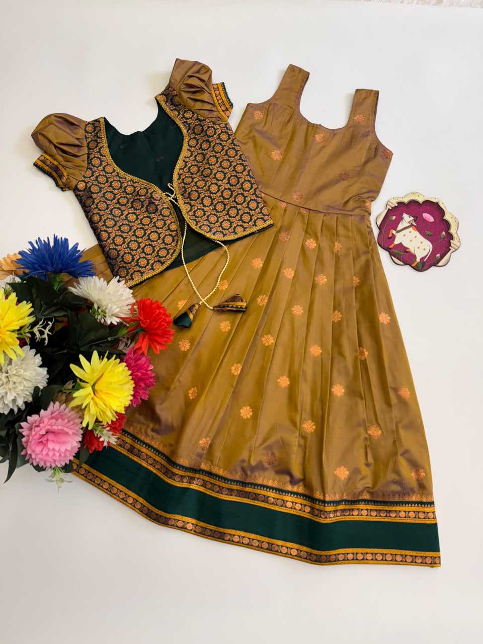 Ynf Soft Silk RIN235 Narayanpet Kids Wear Wholesale Kids Gown Kids Traditional Outfits Kids Ethnic Gowns Manufacturer- Kapda Export