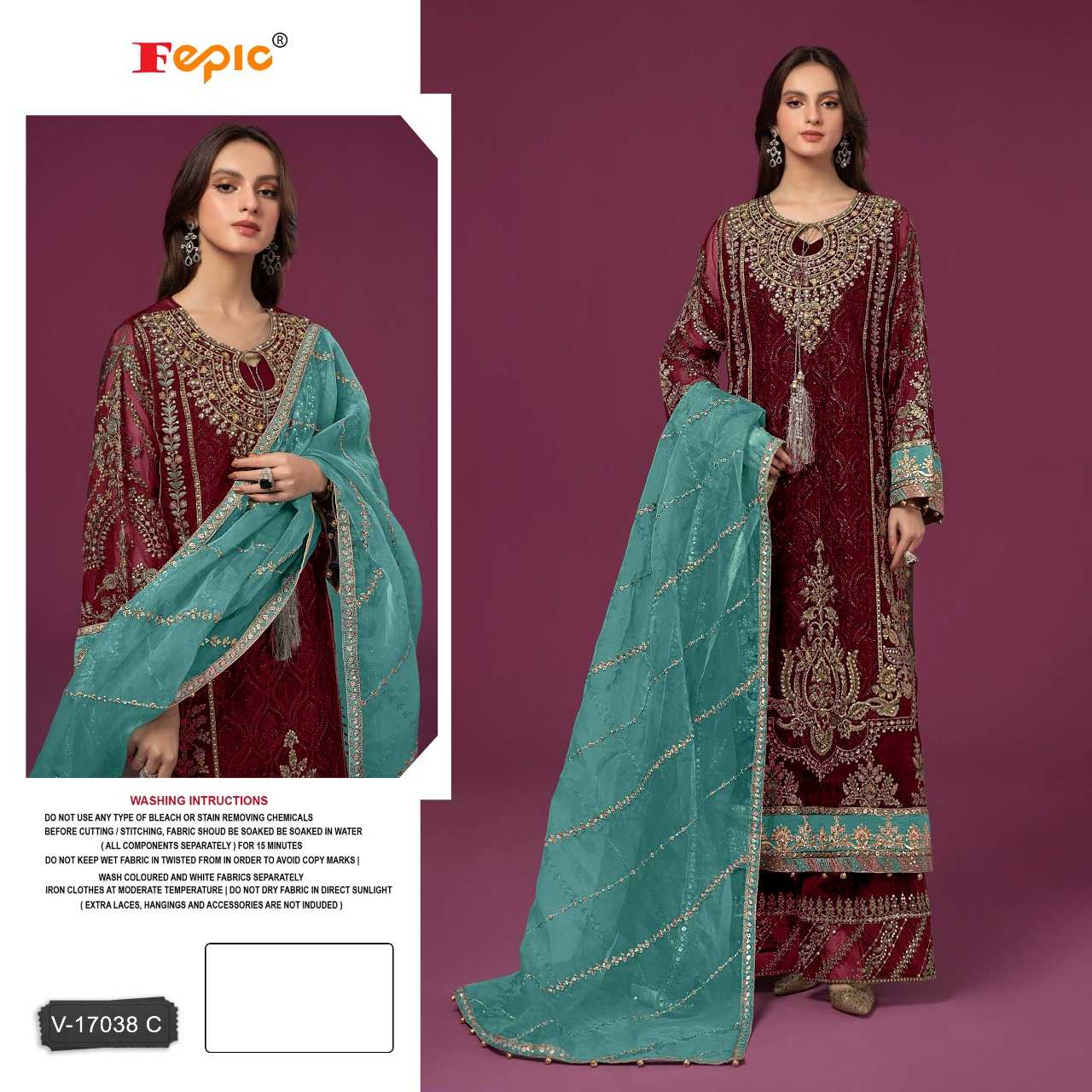 Ynf Velvet KESH677 FEPIC ROSEMEEN 17038 Suits & Dresses Islamic Clothing Festive Collections Wholesale Pakistani Suits Velvet Suits Embroidered Suits Manufacturer- Kapda Export