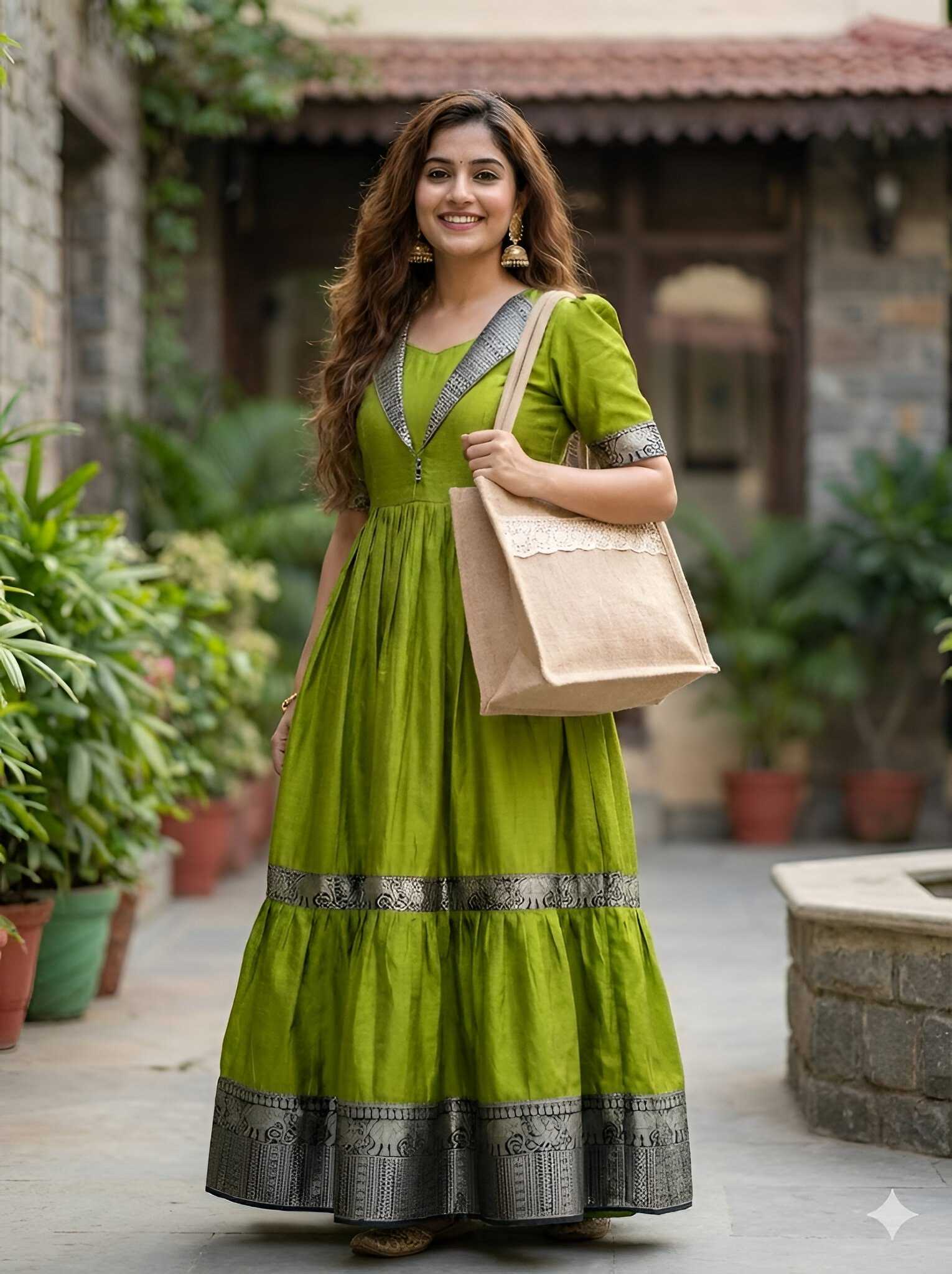 Ynf Vichitra Silk KESH616 193 Gowns Wholesale Printed Gowns Fancy Gowns Party Gowns Manufacturer- Kapda Export