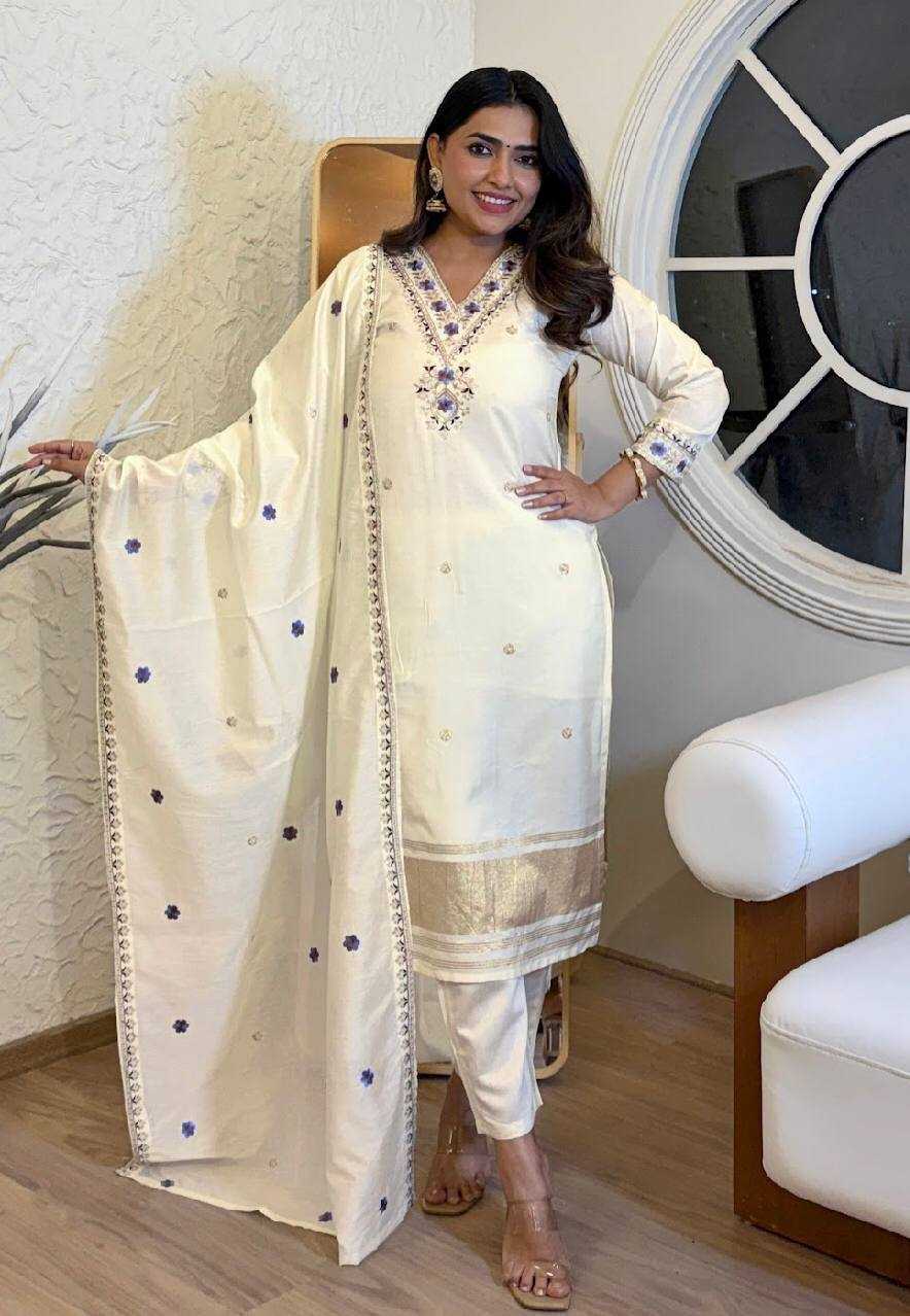 Ynf Viscose Chanderi KESH655 1019 Suits & Dresses Festive Collections Wholesale Embroidery Suits Ladies Salwar Suits Chanderi Suit Manufacturer- Kapda Export