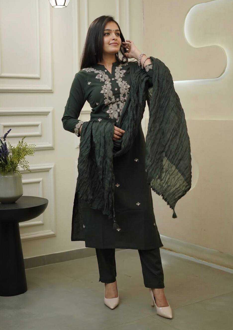 Ynf Viscose Chanderi KESH655 1022 Suits & Dresses Festive Collections Wholesale Embroidery Suits Ladies Salwar Suits Chanderi Suit Manufacturer- Kapda Export