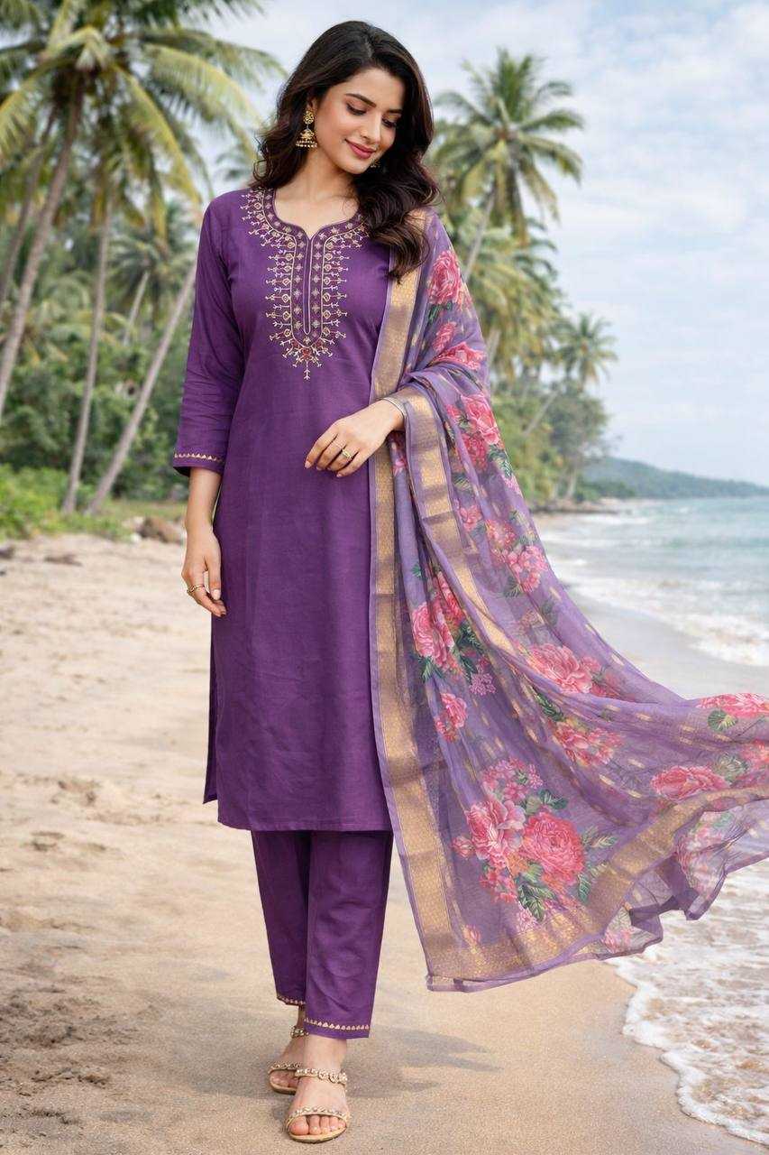 Ynf Viscose KESH175 Zarna Purpal Suits & Dresses Wholesale Printed Suits Embroidery Suits Zari Work Suit Manufacturer- Kapda Export