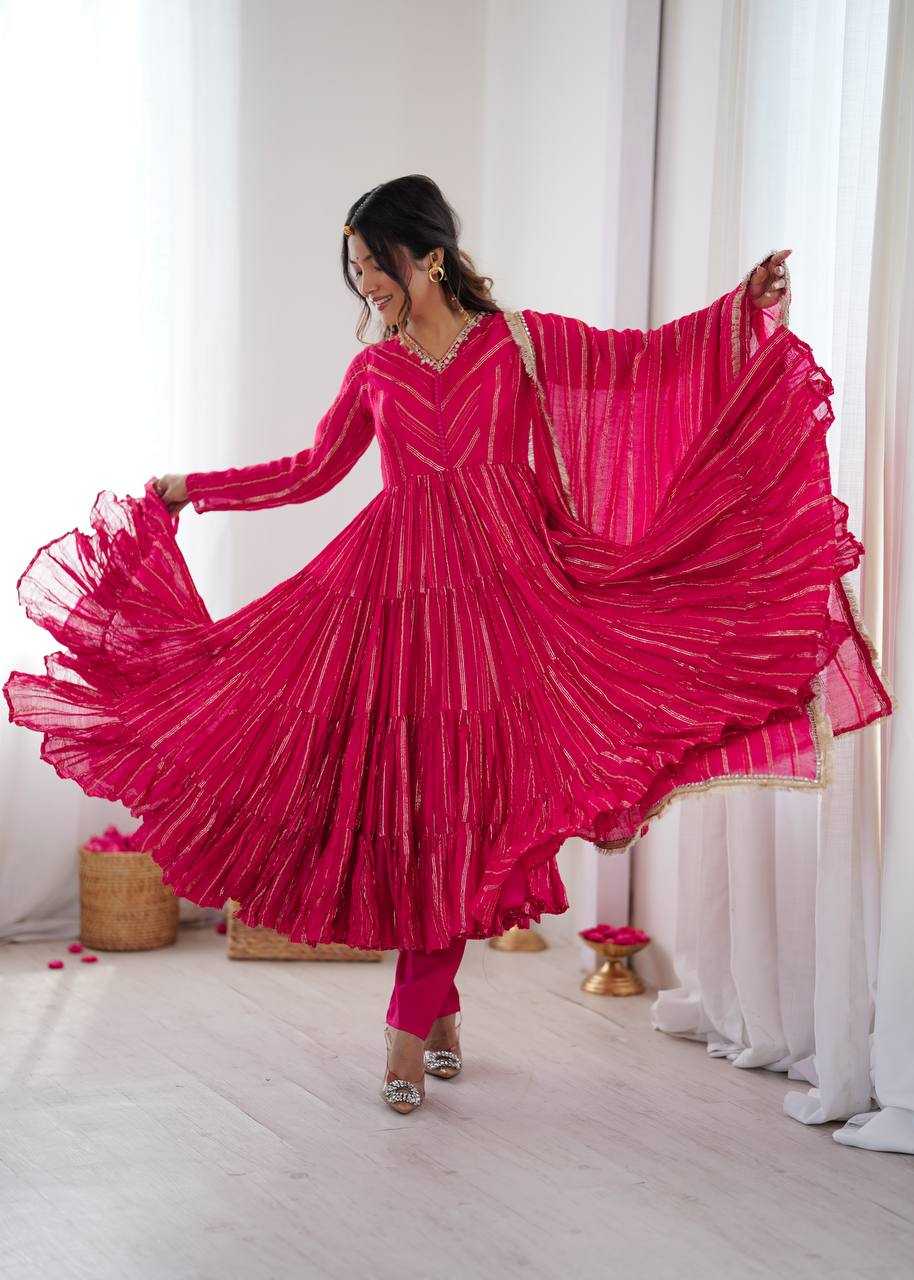 Ynf Chanderi Soft KESH499 5305 Gowns Wholesale Party Gowns Designer Gowns Ruffle Gowns Manufacturer- Kapda Export