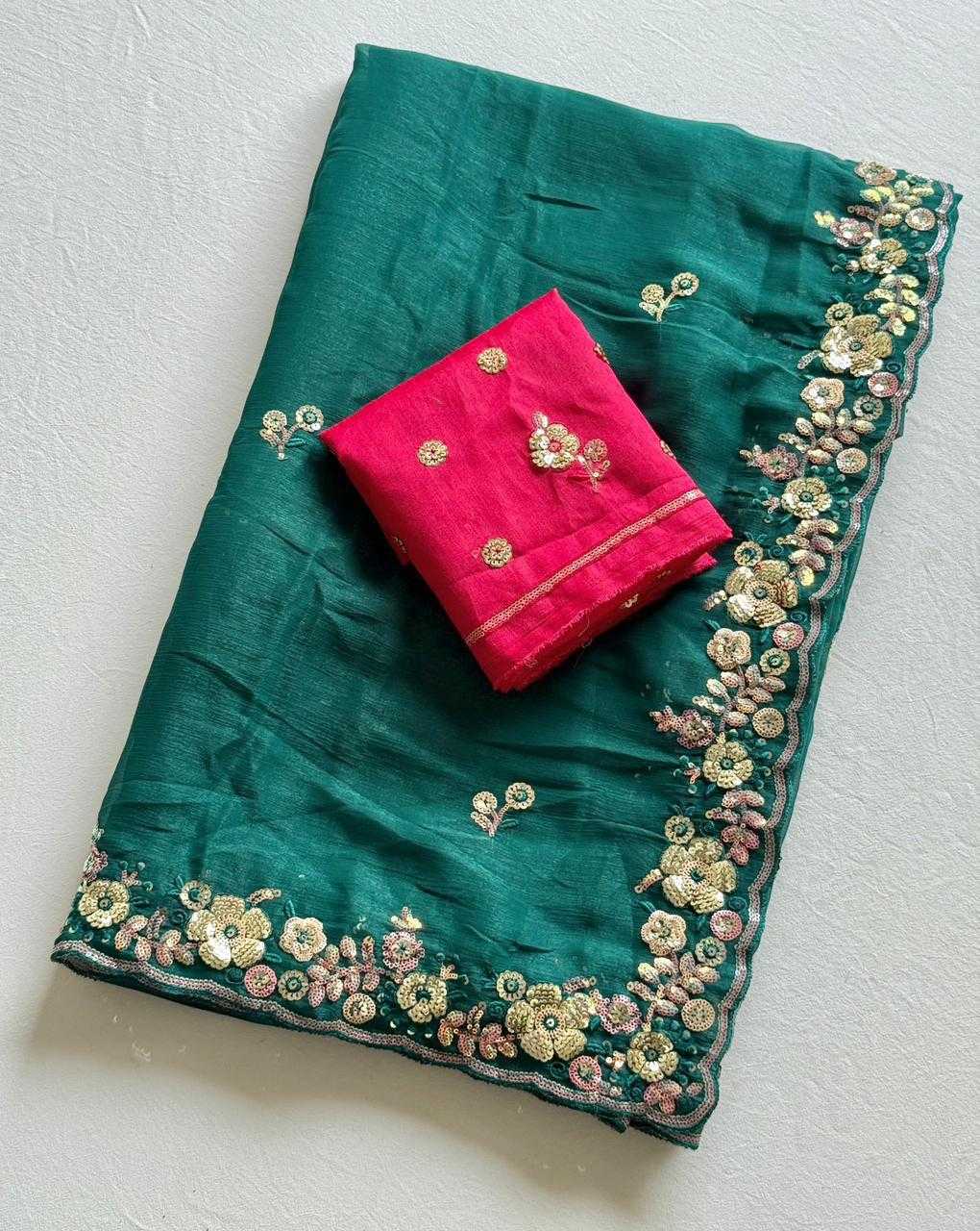 Ynf Chiffon KESH681 MASA Sarees Wholesale Sequence Sarees Chiffon Sarees Embroidered Sarees Manufacturer- Kapda Export