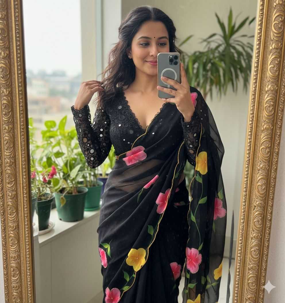 Ynf Chiffon KESH716 Nilon dola Sarees Wholesale Printed Sarees Chiffon Sarees Weightless Sarees Manufacturer- Kapda Export