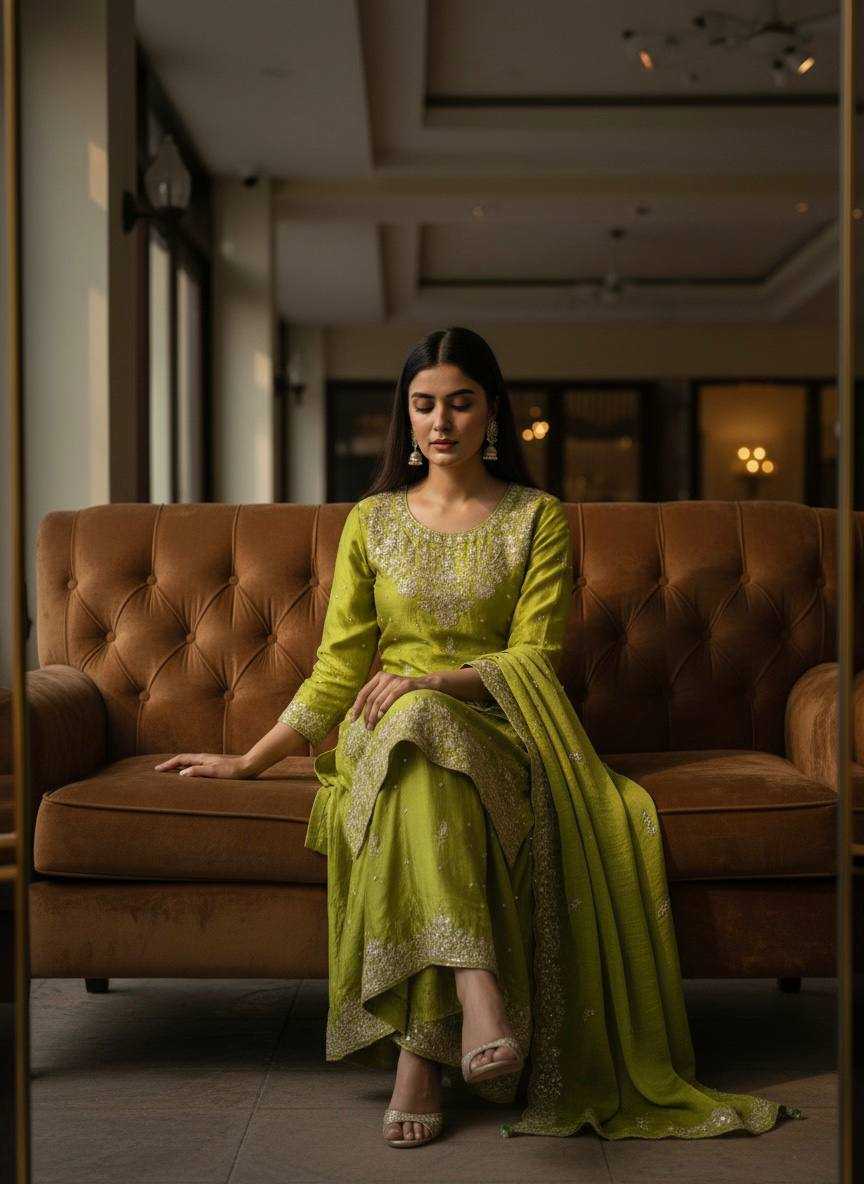 Ynf Chinon Silk KESH492 1455 Kurti Wholesale Ethnic Kurtis Embroidered Kurtis Kurti With Palazzo Manufacturer- Kapda Export