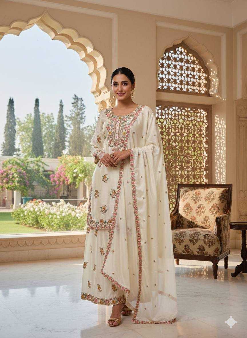 Ynf Chinon Silk RIN212 7101 Suits & Dresses Wholesale Palazzo Suit Wedding Suits Embroidered Suits Manufacturer- Kapda Export