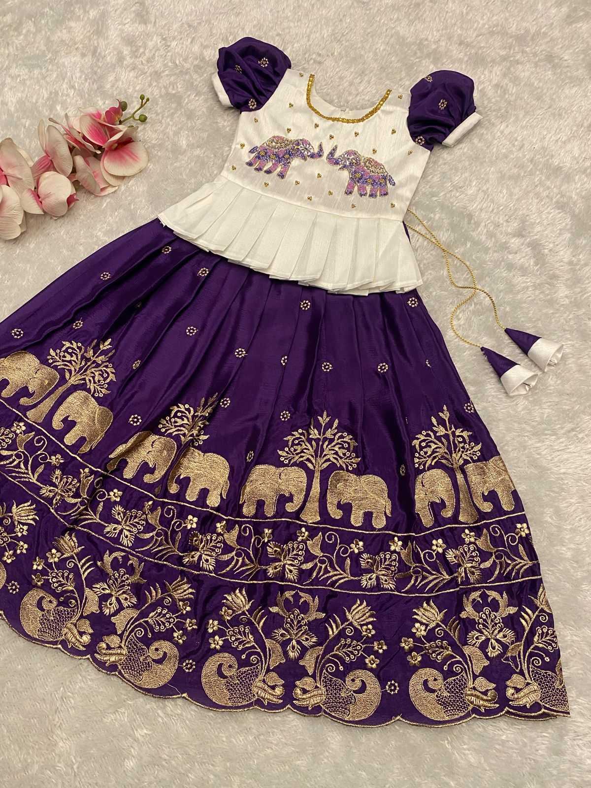 Ynf Chinon Silk RIN235 110 Kids Wear Festive Collections Wholesale Kids Lehenga Kids Lehenga Choli Kids Silk Dress Manufacturer- Kapda Export