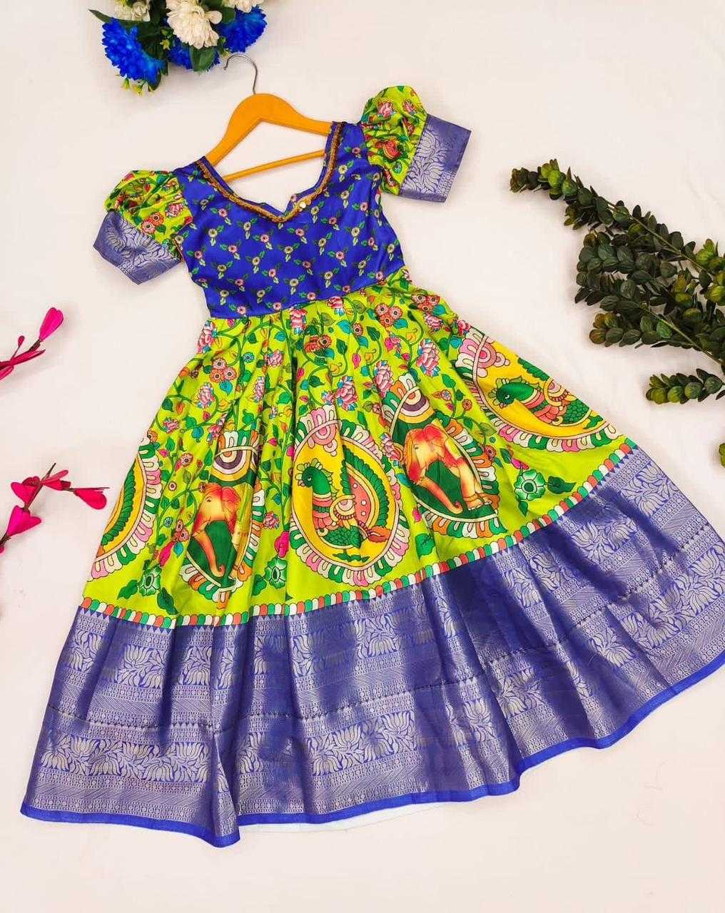 Ynf Chinon Silk RIN235 Cotton Kids Wear Wholesale Kids Gown Kids Designer Frock Kids Party Wear Ethnic Manufacturer- Kapda Export
