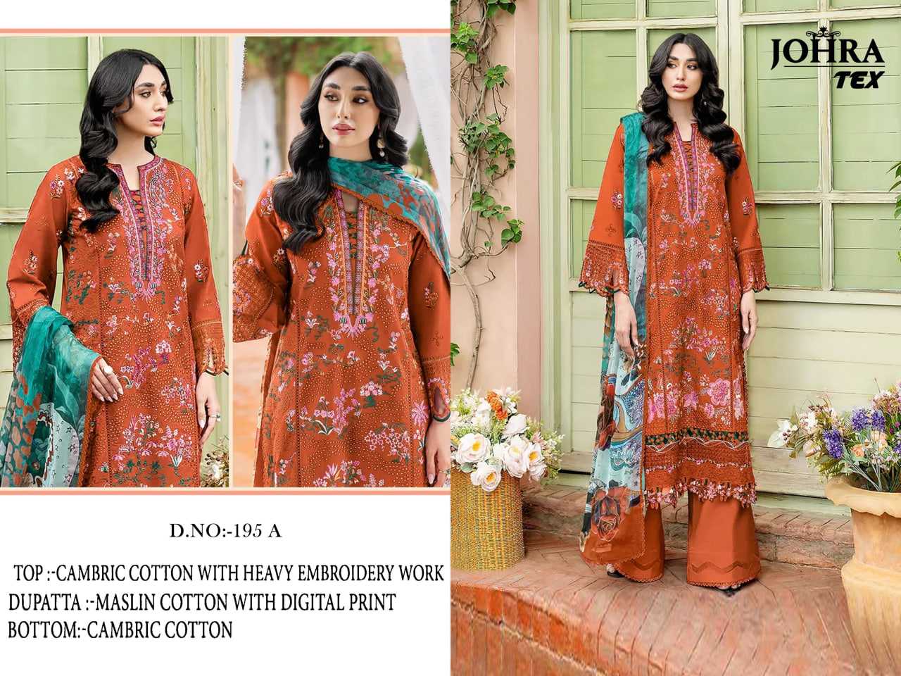 Ynf Cotton Cambric KESH677 JT-195 Suits & Dresses Islamic Clothing Festive Collections Wholesale Pakistani Suits Embroidered Suits Eid Collections Manufacturer- Kapda Export