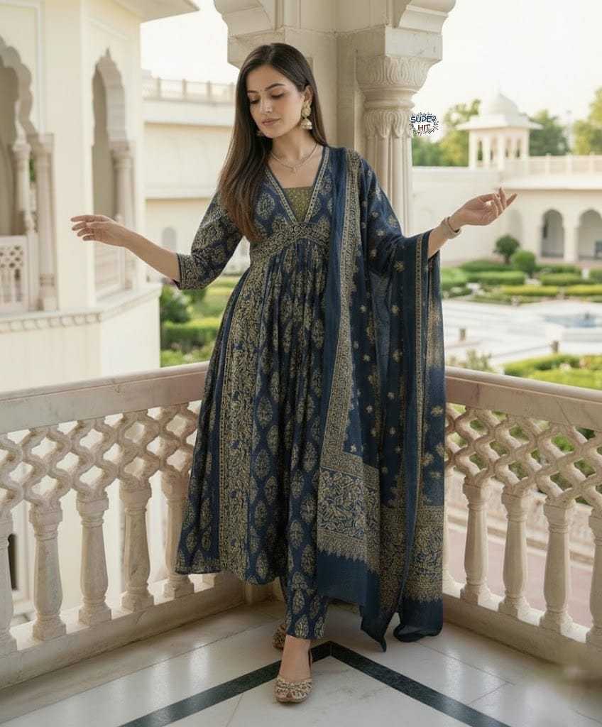 Ynf Cotton KESH536 OMKAR Kurti Wholesale Festive Kurtis Anarkali Kurtis Embroidered Kurtis Manufacturer- Kapda Export