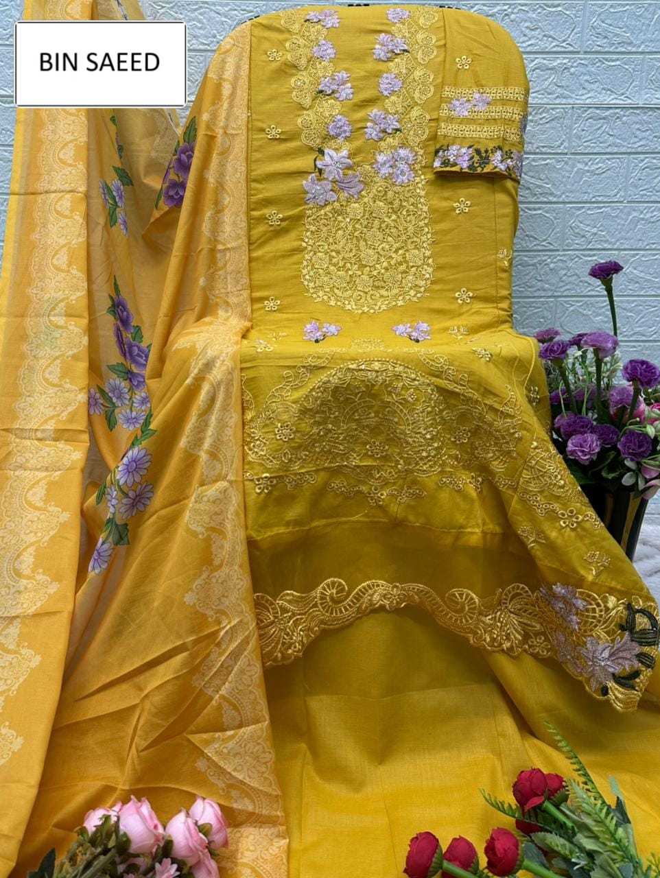 Ynf Cotton KESH677 BIN SAEED ALL HITS Suits & Dresses Wholesale Ladies Suits Embroidery Suits Ladies Salwar Suits Manufacturer- Kapda Export