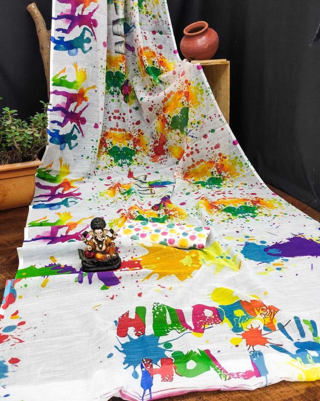 Ynf Cotton Linen RIN132 2036 Sarees Festive Collections Wholesale Printed Sarees Festive Sarees Holi Collections Manufacturer- Kapda Export