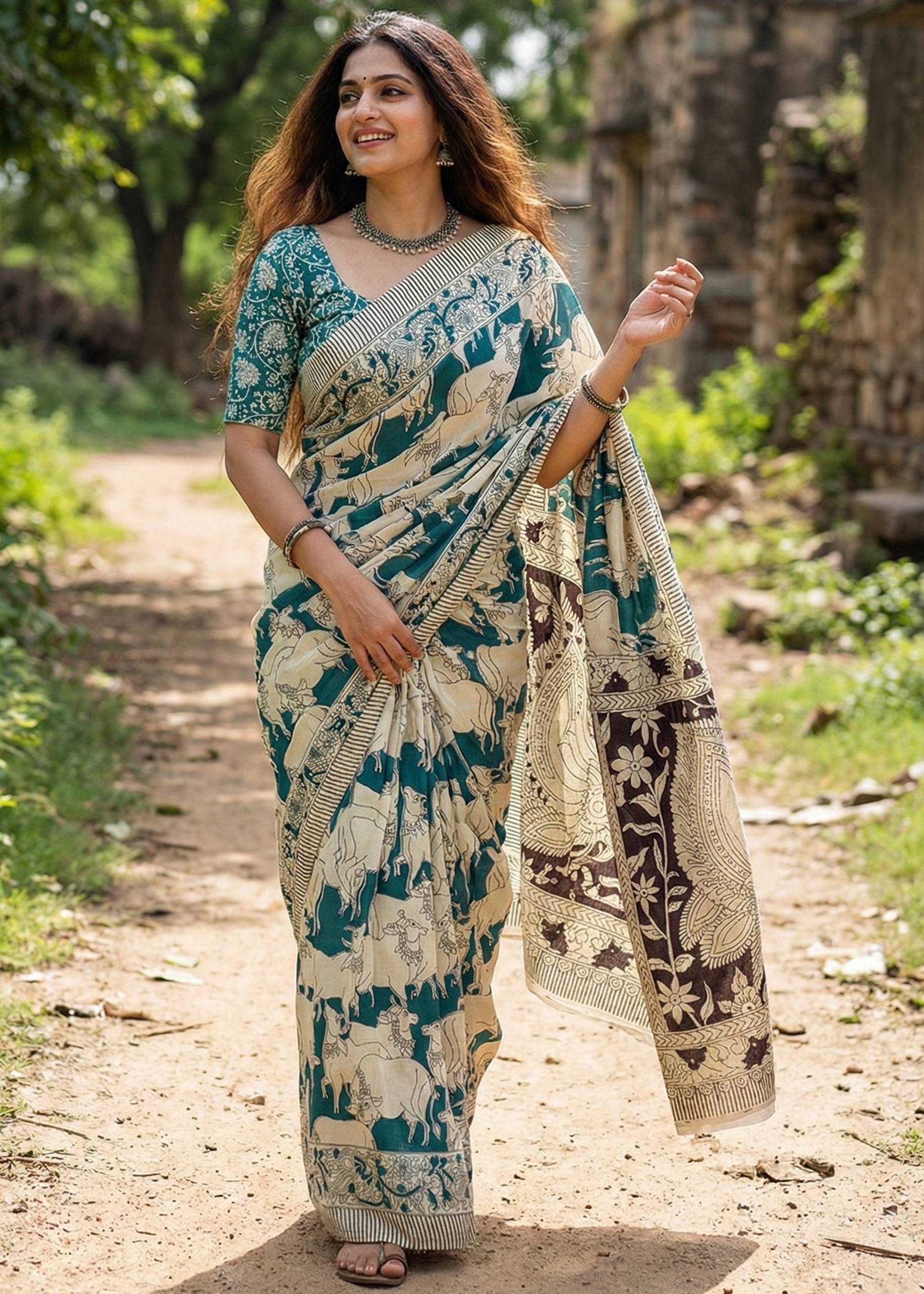 Ynf Cotton RIN229 bharti Sarees Wholesale Block Print Sarees Festive Sarees Mulmul Cotton Sarees Manufacturer- Kapda Export