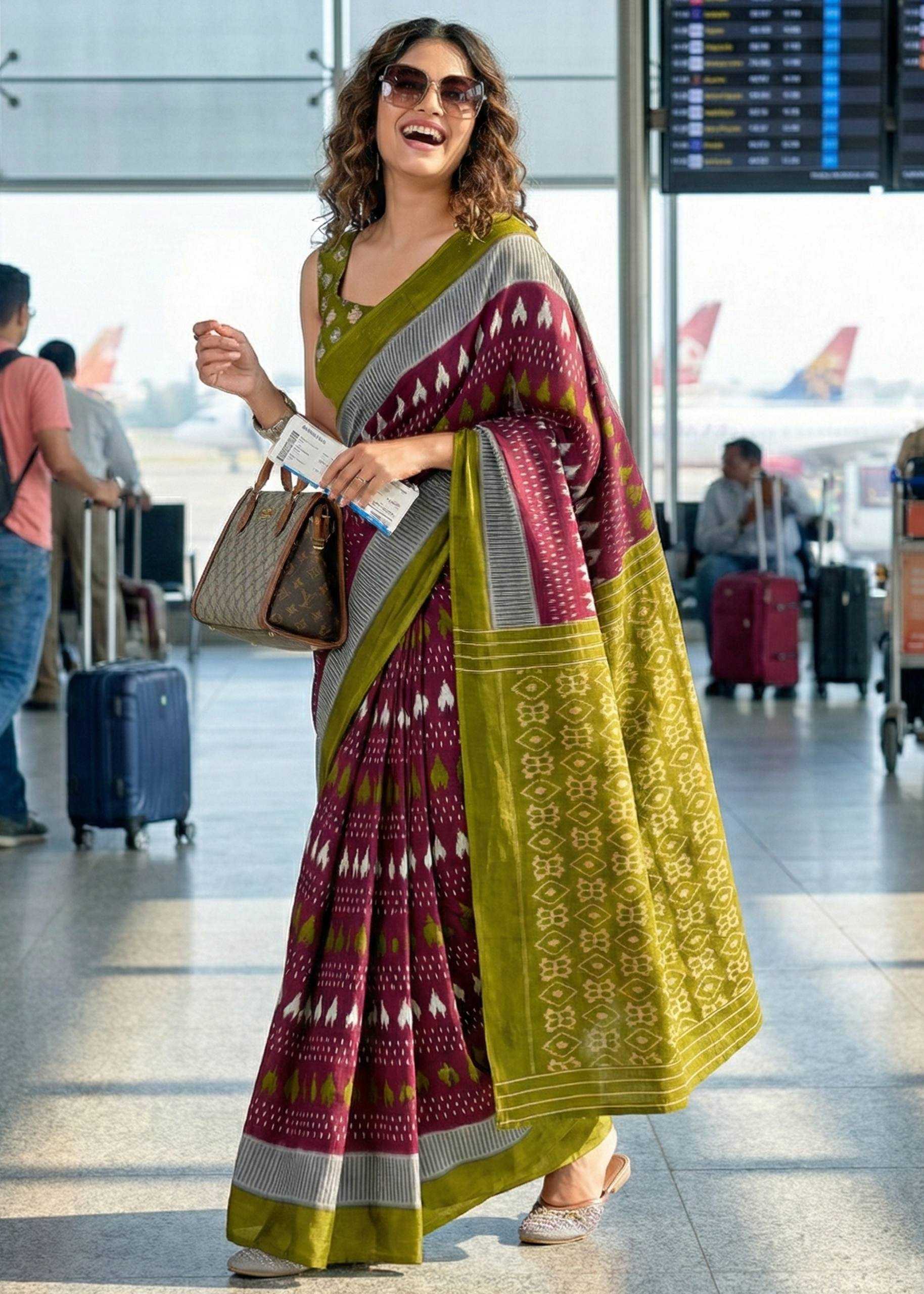 Ynf Cotton RIN229 ELAX Sarees Wholesale Printed Sarees Ikkat Saree Mulmul Cotton Sarees Manufacturer- Kapda Export