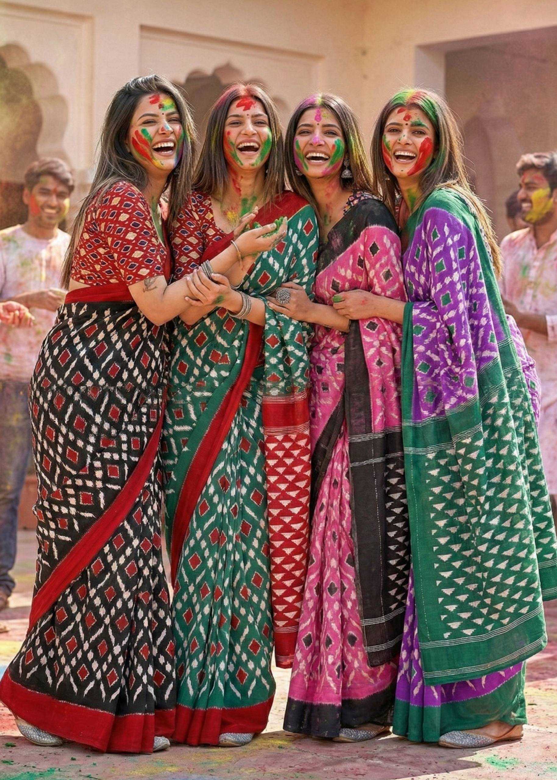 Ynf Cotton RIN229 Holi Sarees Festive Collections Wholesale Printed Sarees Ikkat Saree Holi Collections Manufacturer- Kapda Export