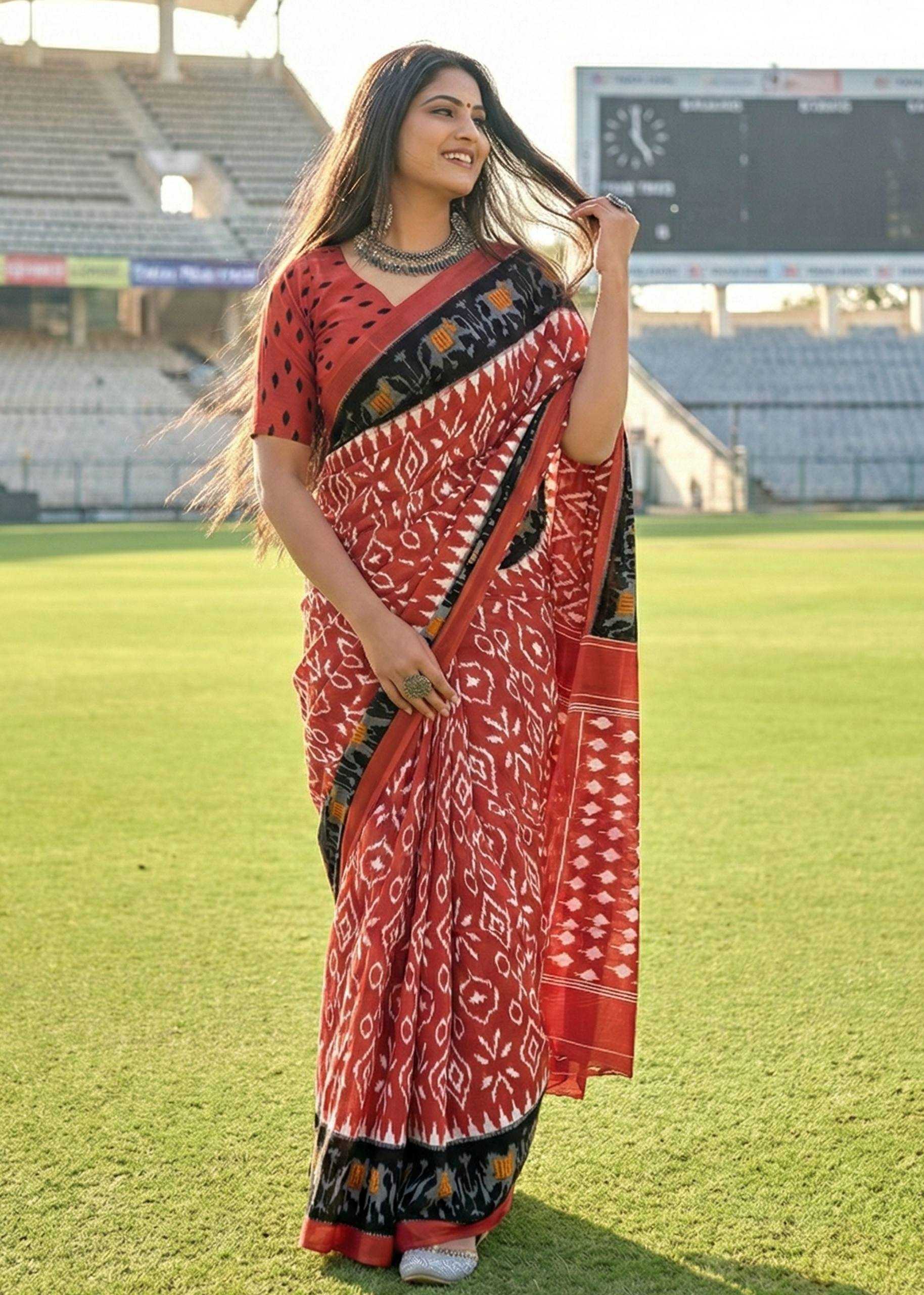 Ynf Cotton RIN229 MARCIAL Sarees Wholesale Printed Sarees Ikkat Saree Mulmul Cotton Sarees Manufacturer- Kapda Export