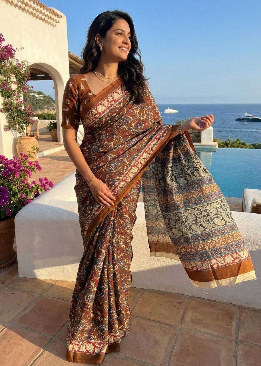 Ynf Cotton RIN229 samarth Sarees Wholesale Branded Sarees Kalamkari Sarees Traditional Sarees Manufacturer- Kapda Export