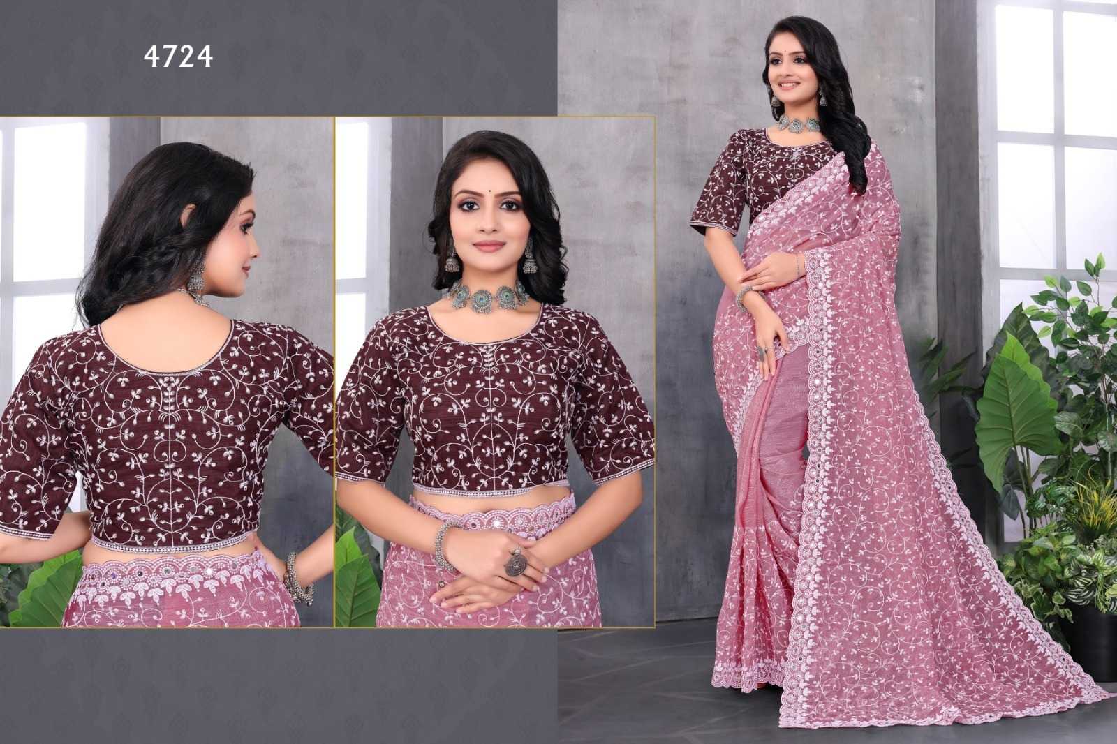 Ynf Crunchi KESH114 4724 Sarees Wholesale Designer Sarees Heavy Work Sarees Mirror Work Saree Manufacturer- Kapda Export