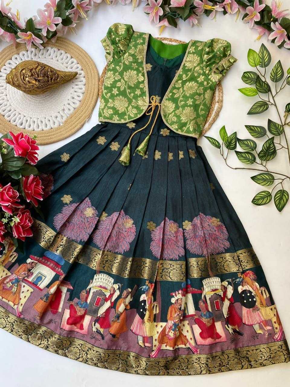 Ynf Dola Silk KESH503 8165 Kids Wear Festive Collections Wholesale Kids Gown Kids Ethnic Gowns Kids Festive Wear Manufacturer- Kapda Export