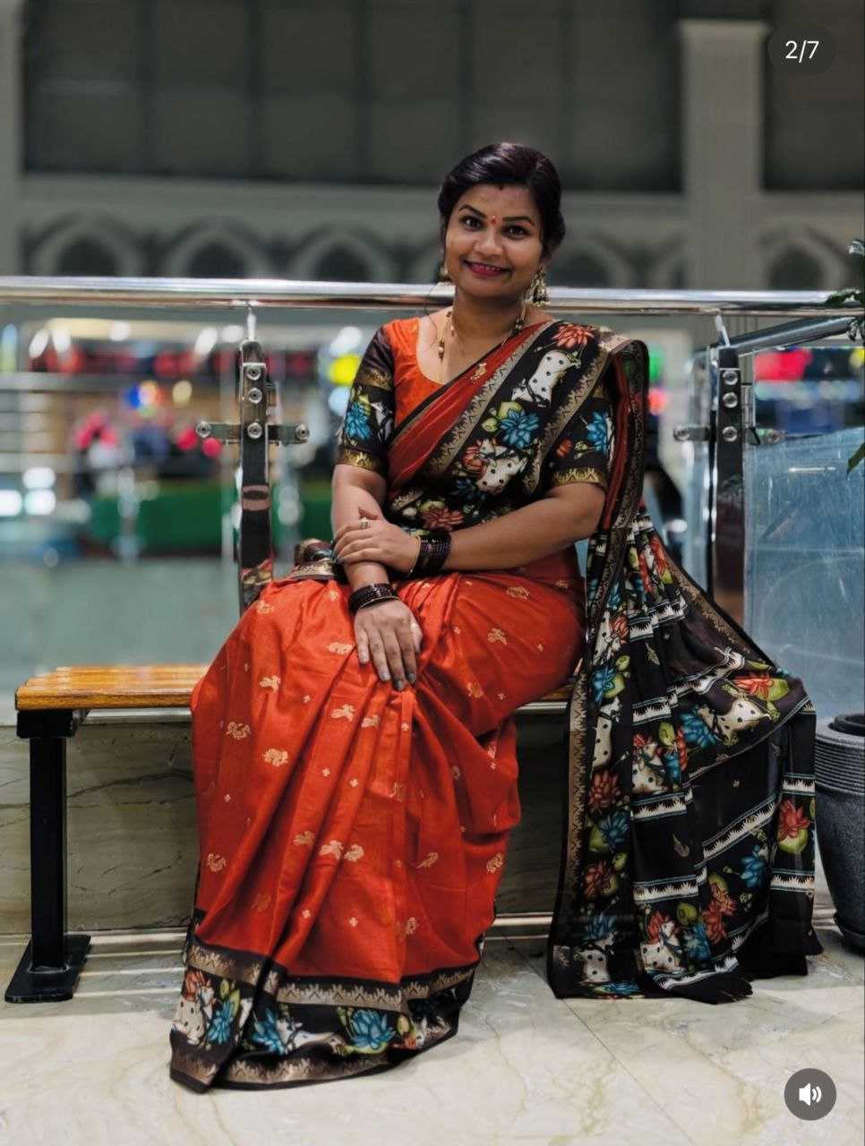 Ynf Dola Silk KESH554 Pichwai floral print Sarees Silk Sarees Wholesale Dola Silk Sarees Branded Sarees Festive Sarees Manufacturer- Kapda Export