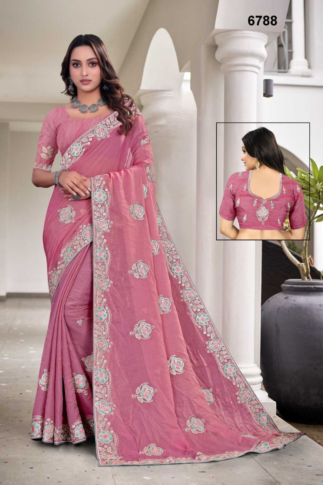 Ynf Dull Moss KESH114 6788 Sarees Wholesale Embroidered Sarees Stone Work Saree Zari Border Sarees Manufacturer- Kapda Export