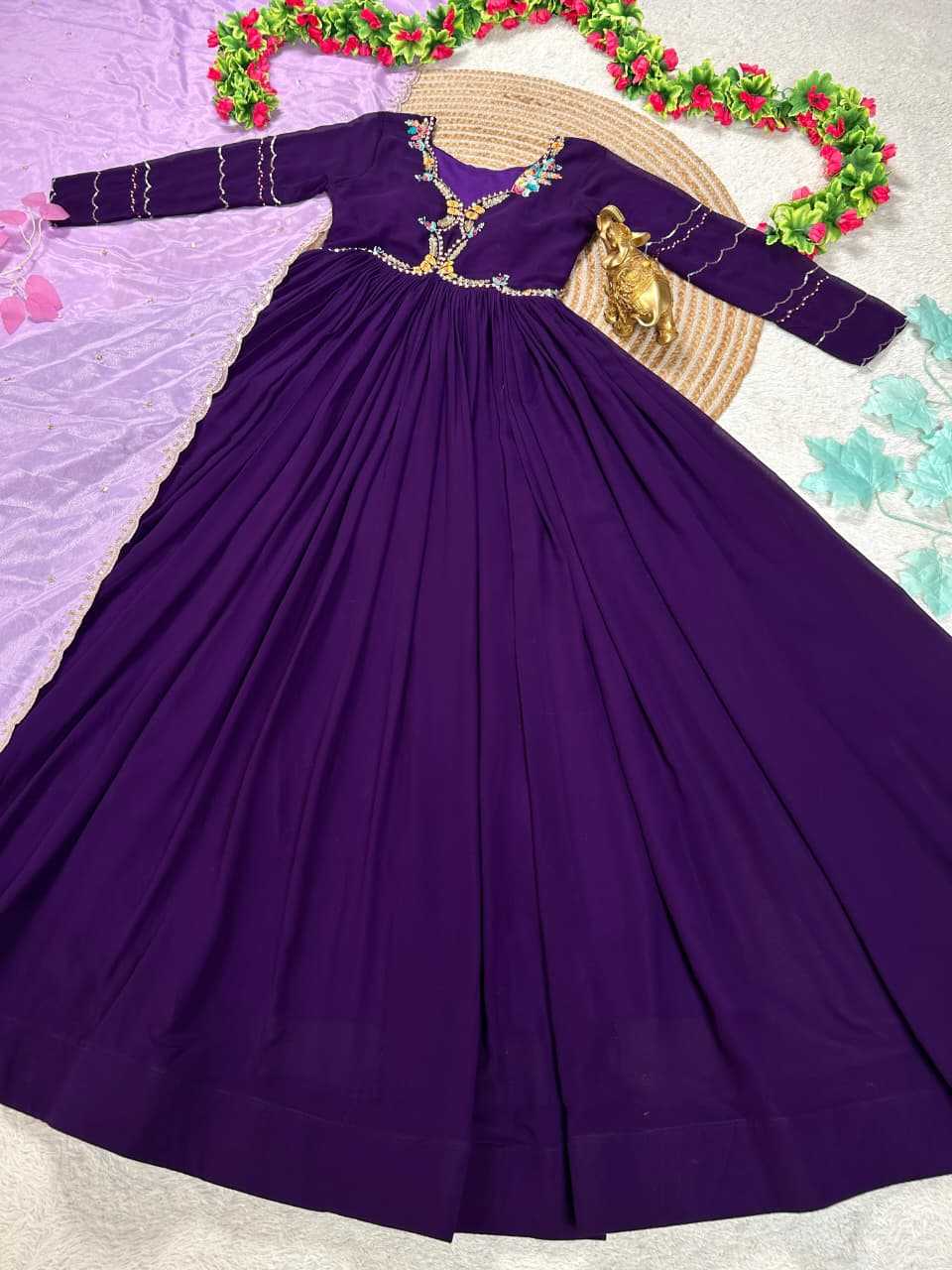 Ynf Fancy KESH505 Maggam Gowns Wholesale Fancy Gowns Anarkali Gown Gown With Dupatta Manufacturer- Kapda Export