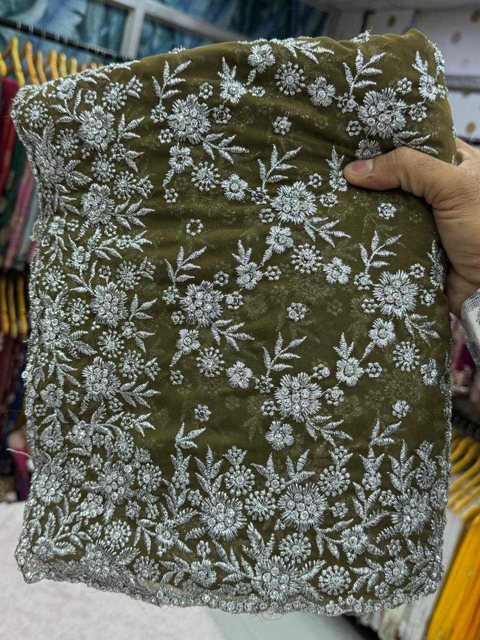 Ynf Georgette KESH114 SILVER-LIGHT Sarees Festive Collections Wholesale Georgette Sarees Stone Work Saree Zari Sarees Manufacturer- Kapda Export