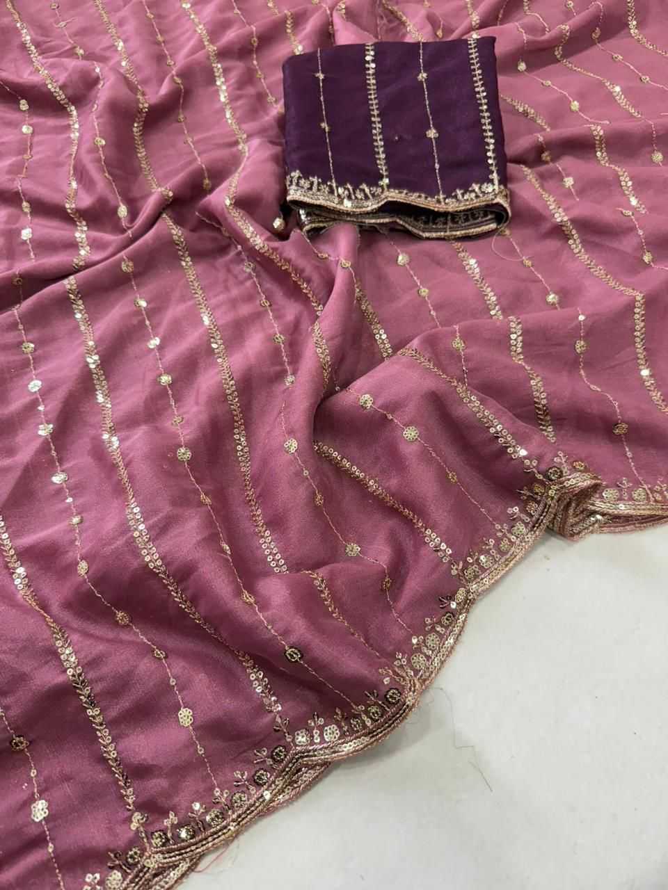 Ynf Georgette KESH514 Premium Sarees Wholesale Party Wear Sarees Fancy Sarees Sequins Work Saree Manufacturer- Kapda Export
