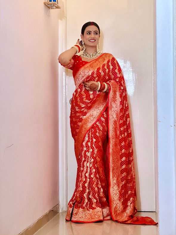Ynf Georgette KESH582 102 Sarees Festive Collections Wholesale Georgette Sarees Red Sarees Sarees With Blouse Manufacturer- Kapda Export