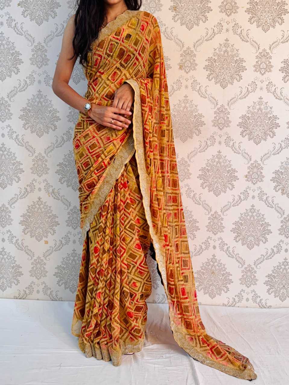 Ynf Georgette KESH656 149 Sarees Wholesale Georgette Sarees Indian Sarees Work Sarees Manufacturer- Kapda Export