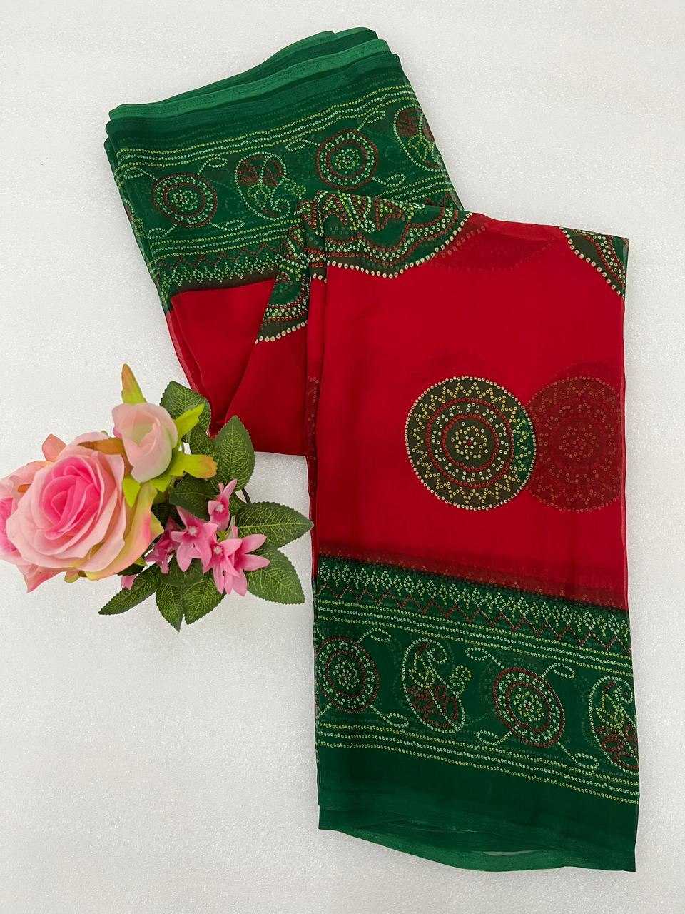 Ynf Georgette KESH696 003 Sarees Wholesale Festive Sarees Bandhani Sarees Casual Sarees Manufacturer- Kapda Export