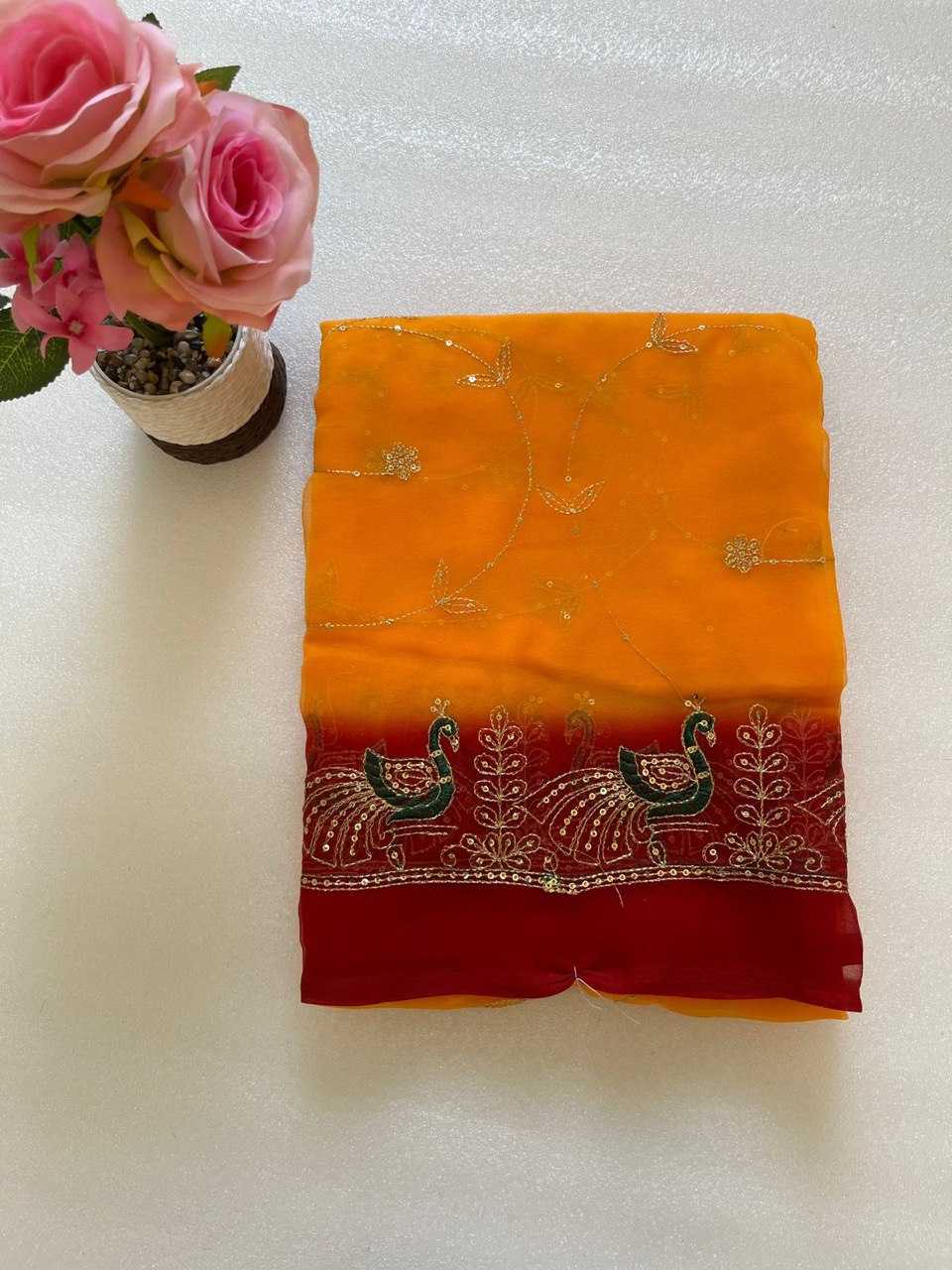 Ynf Georgette KESH696 004 Sarees Wholesale Sequence Sarees Work Sarees Festive Sarees Manufacturer- Kapda Export