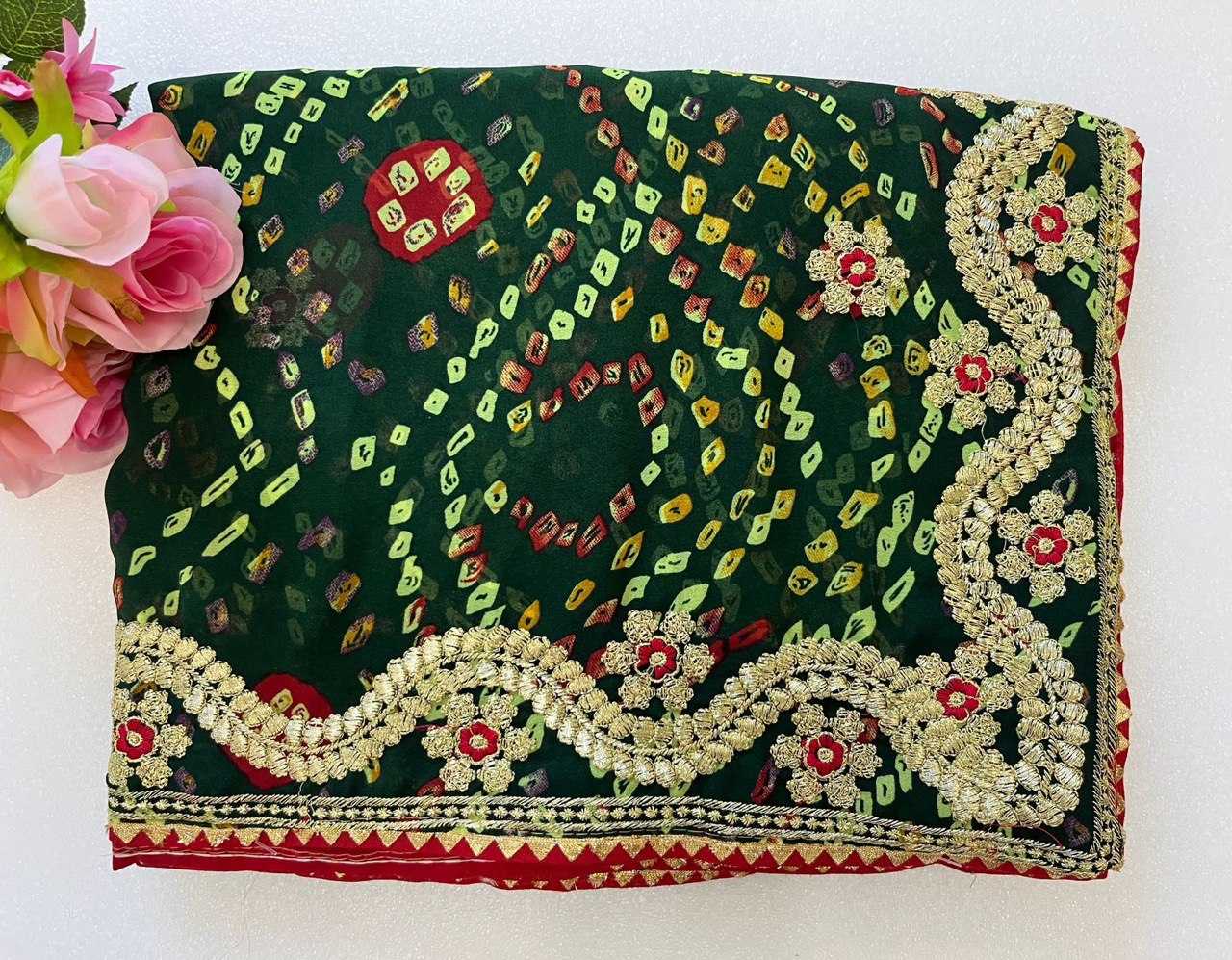 Ynf Georgette KESH696 10 Sarees Wholesale Work Sarees Embroidered Sarees Zari Sarees Manufacturer- Kapda Export