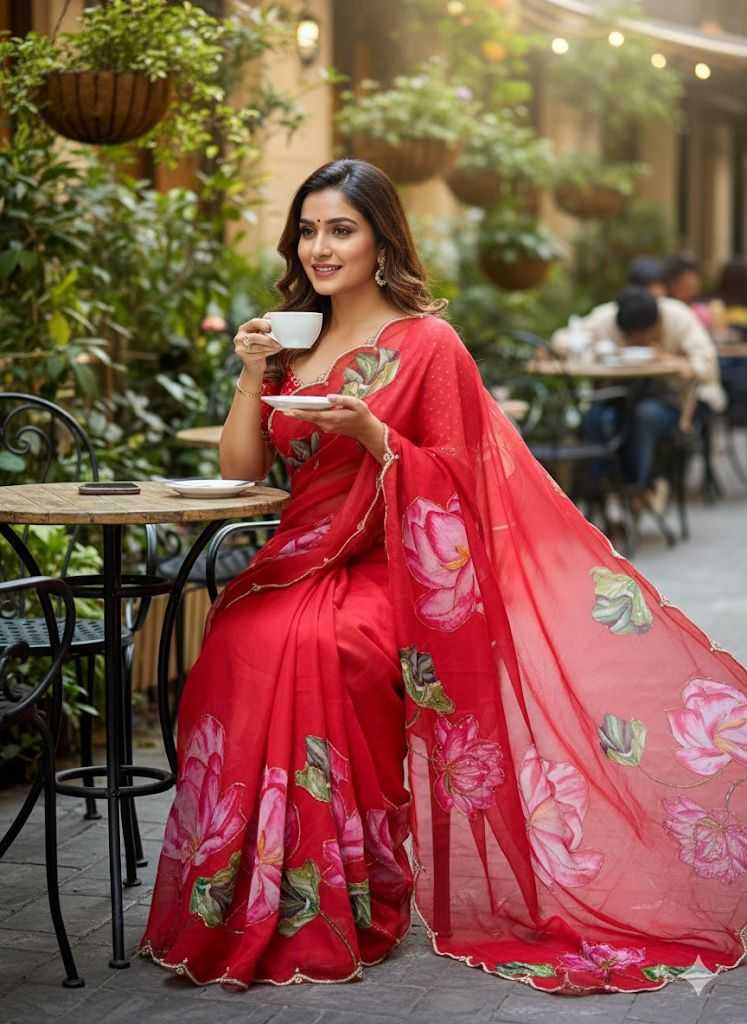 Ynf Georgette KESH716 JINSHI Sarees Wholesale Printed Sarees Floral Sarees Casual Sarees Manufacturer- Kapda Export